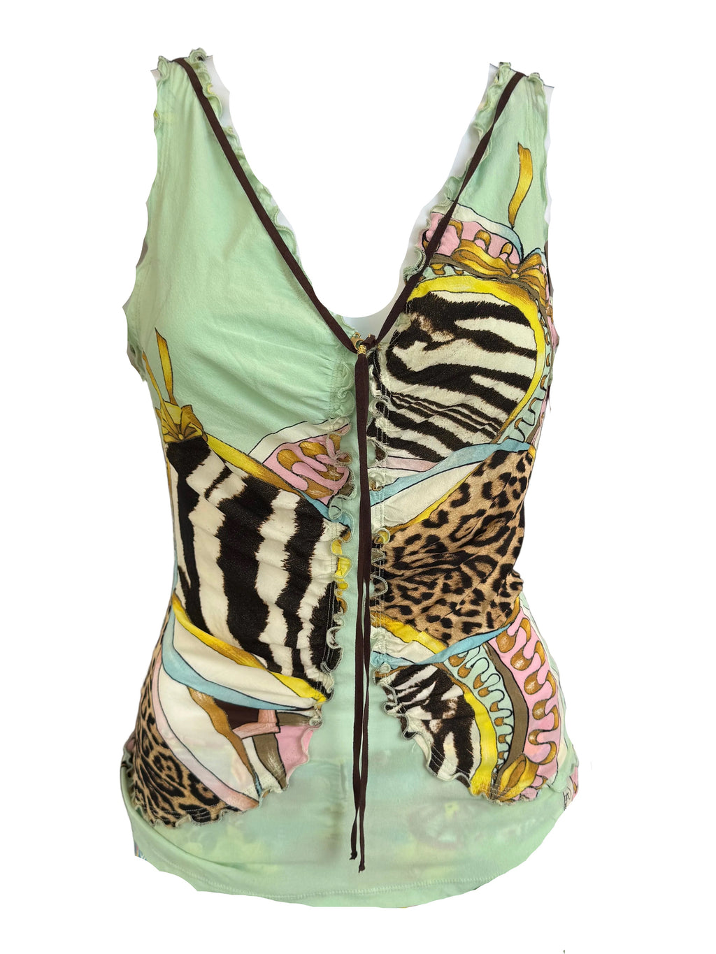 Top corsetto Roberto Cavalli SS2004 patchwork