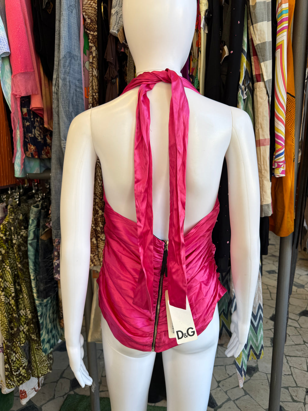 Top Dolce & Gabbana seta fucsia 00s
