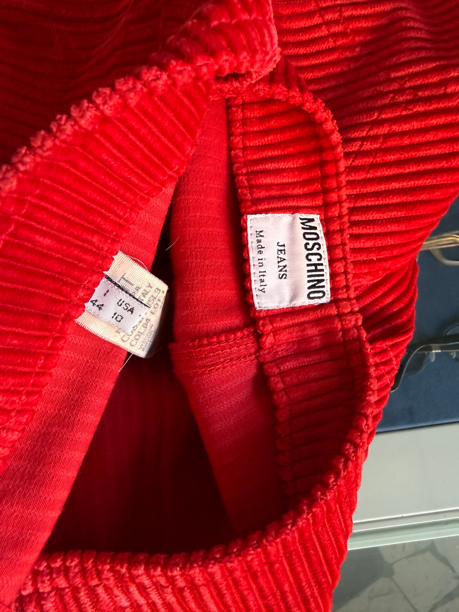 Pantalone Moschino rosso a coste 1990s