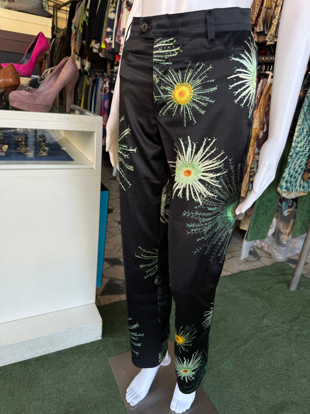 Pantaloni Moschino fiori a microscopio 90s 44