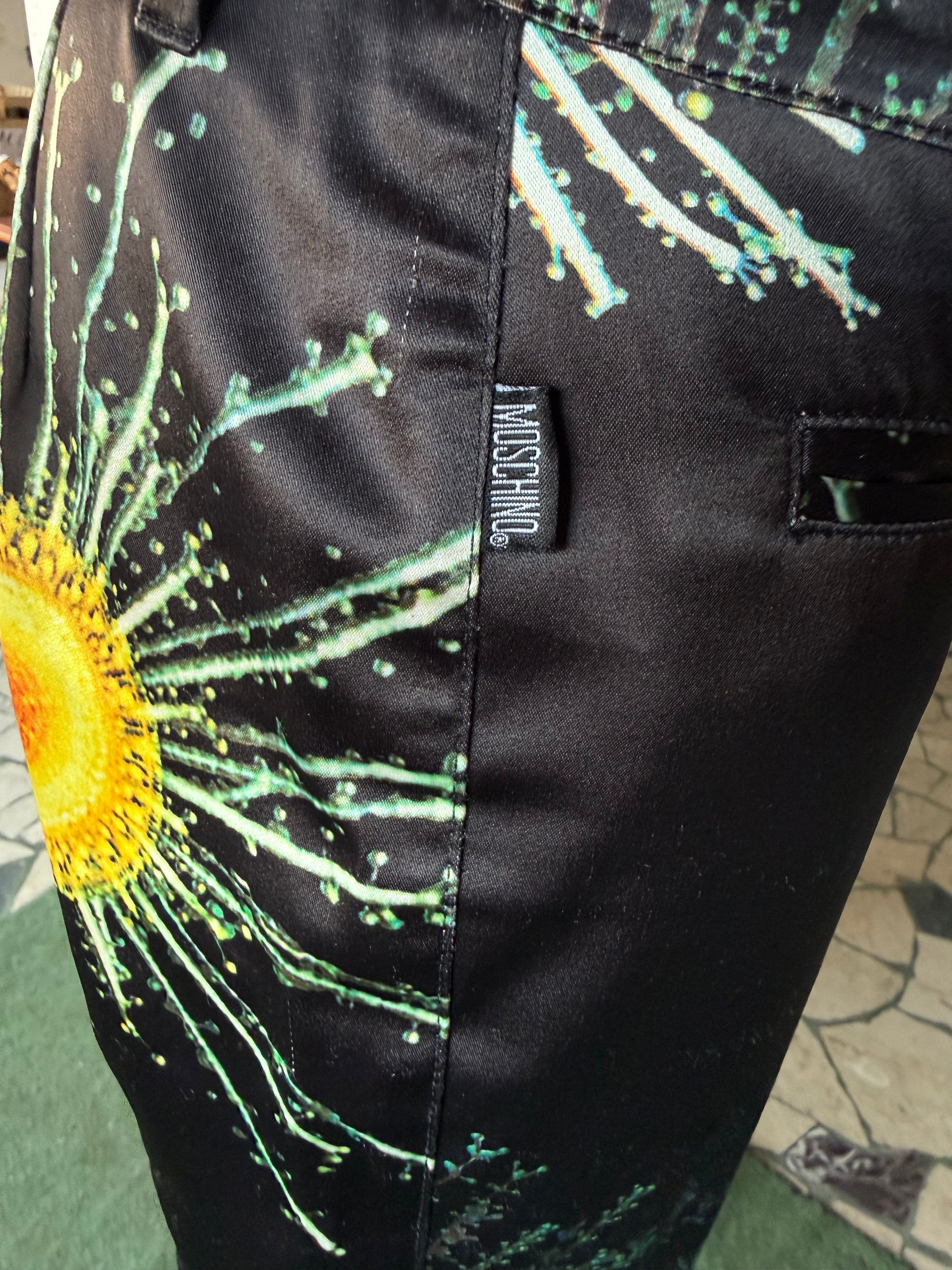 Pantaloni Moschino fiori a microscopio 90s