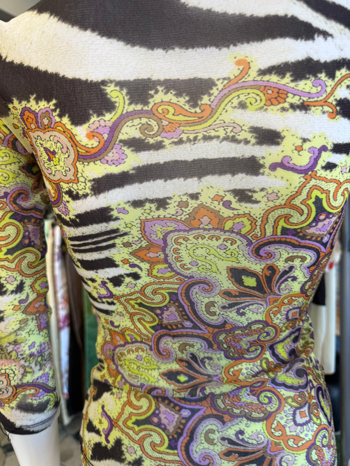 Top a manica lunga Roberto Cavalli patchwork animalier 00s