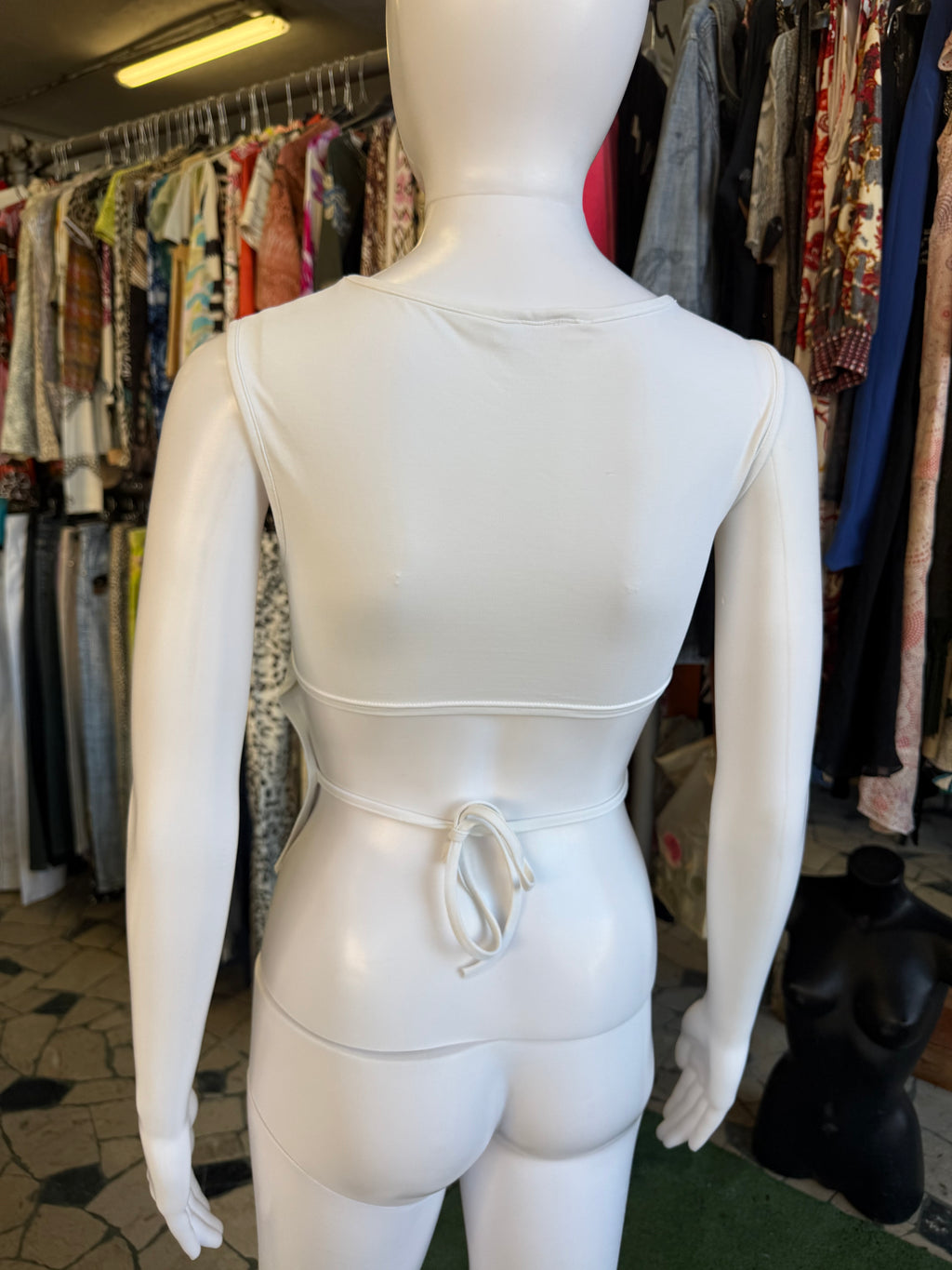 Top Prada schiena scoperta bianco 90s