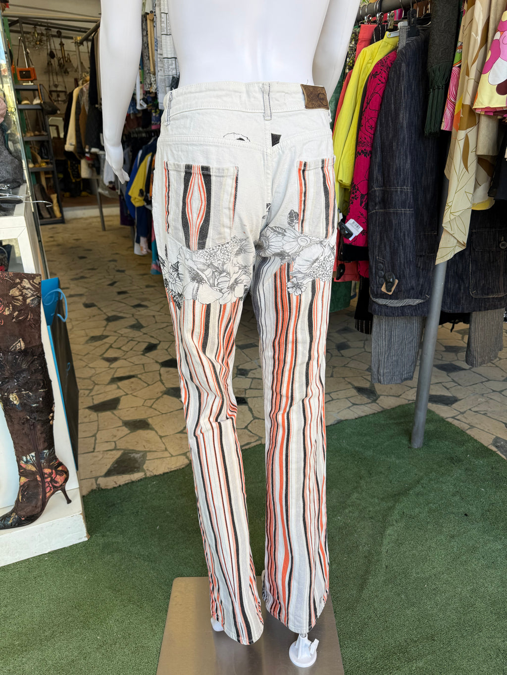 Jeans Roberto Cavalli fiori astratti 2000s