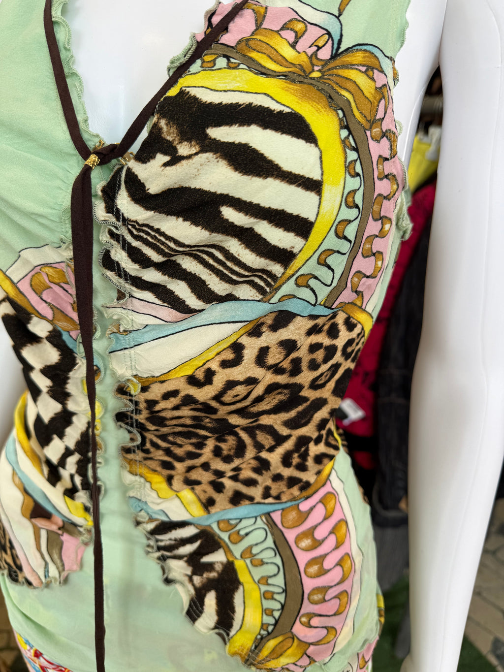 Top corsetto Roberto Cavalli SS2004 patchwork