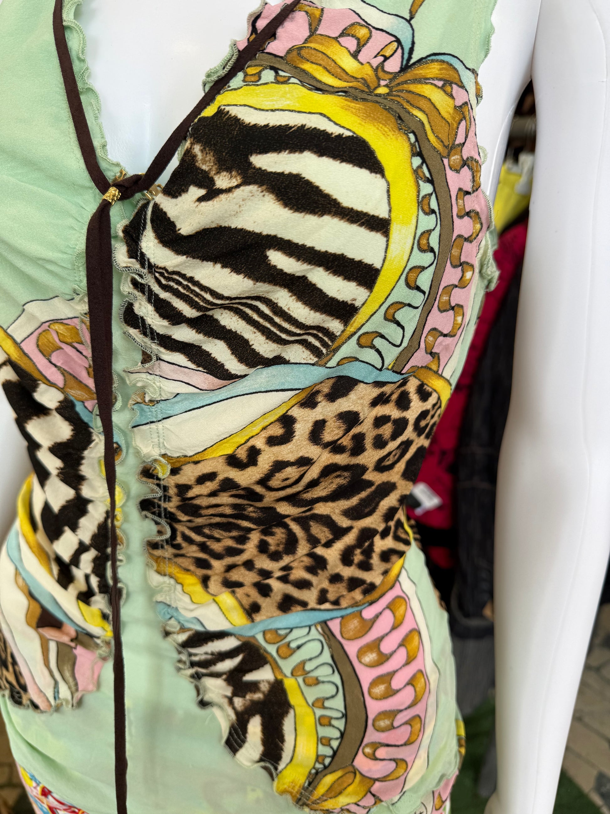 Top corsetto Roberto Cavalli SS2004 patchwork