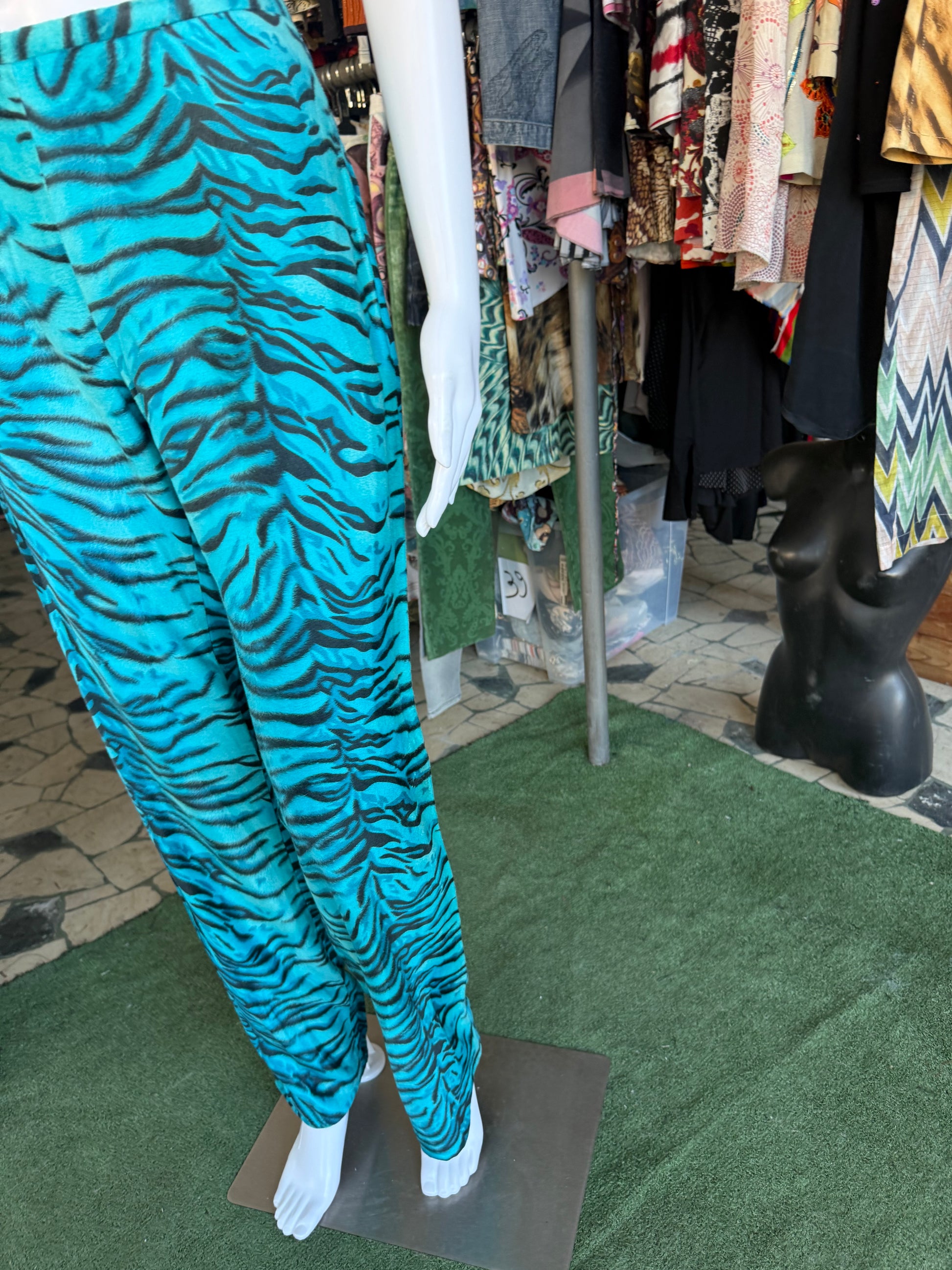 Pantalone Versace tigre blu 90s nuovo