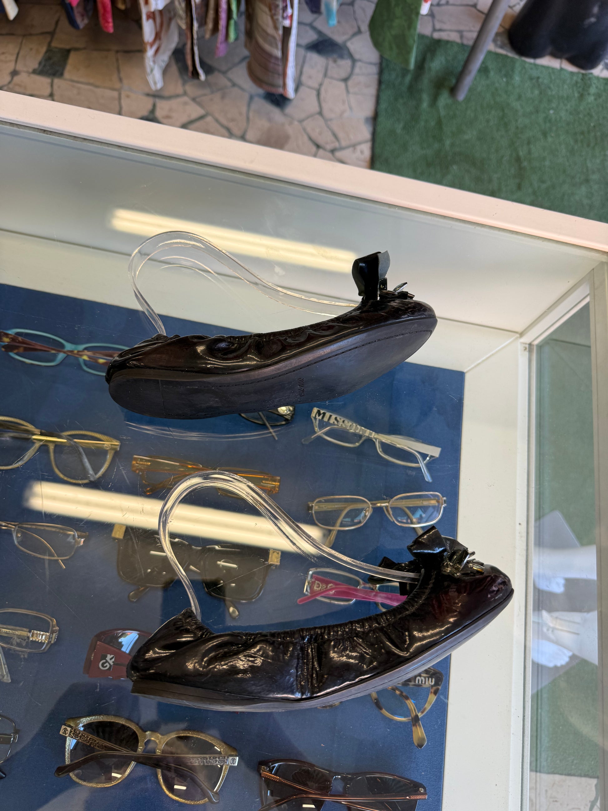 Ballerine Miu Miu pelle e cristalli 00s