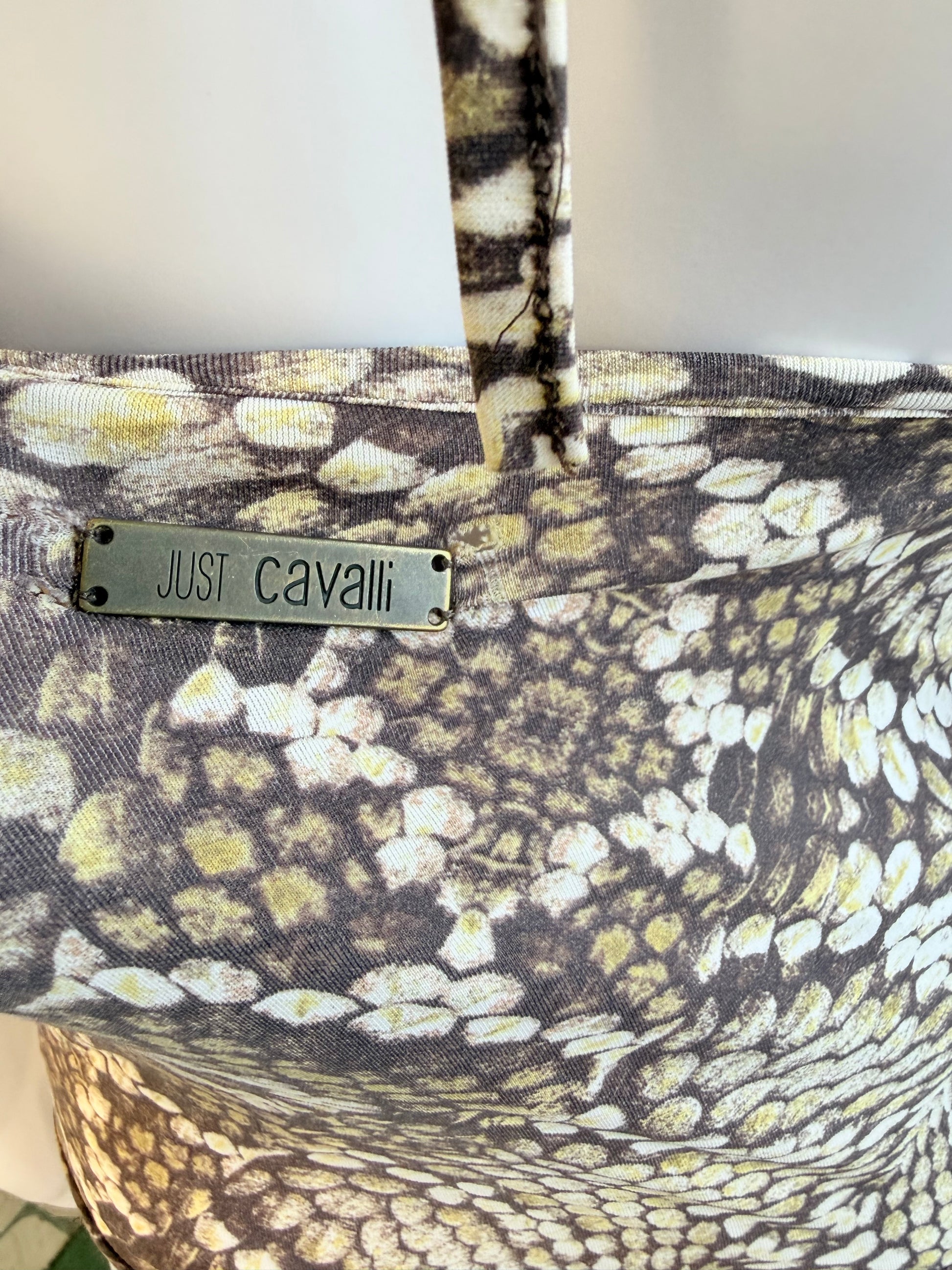 Top Roberto Cavalli pitone marrone 00s