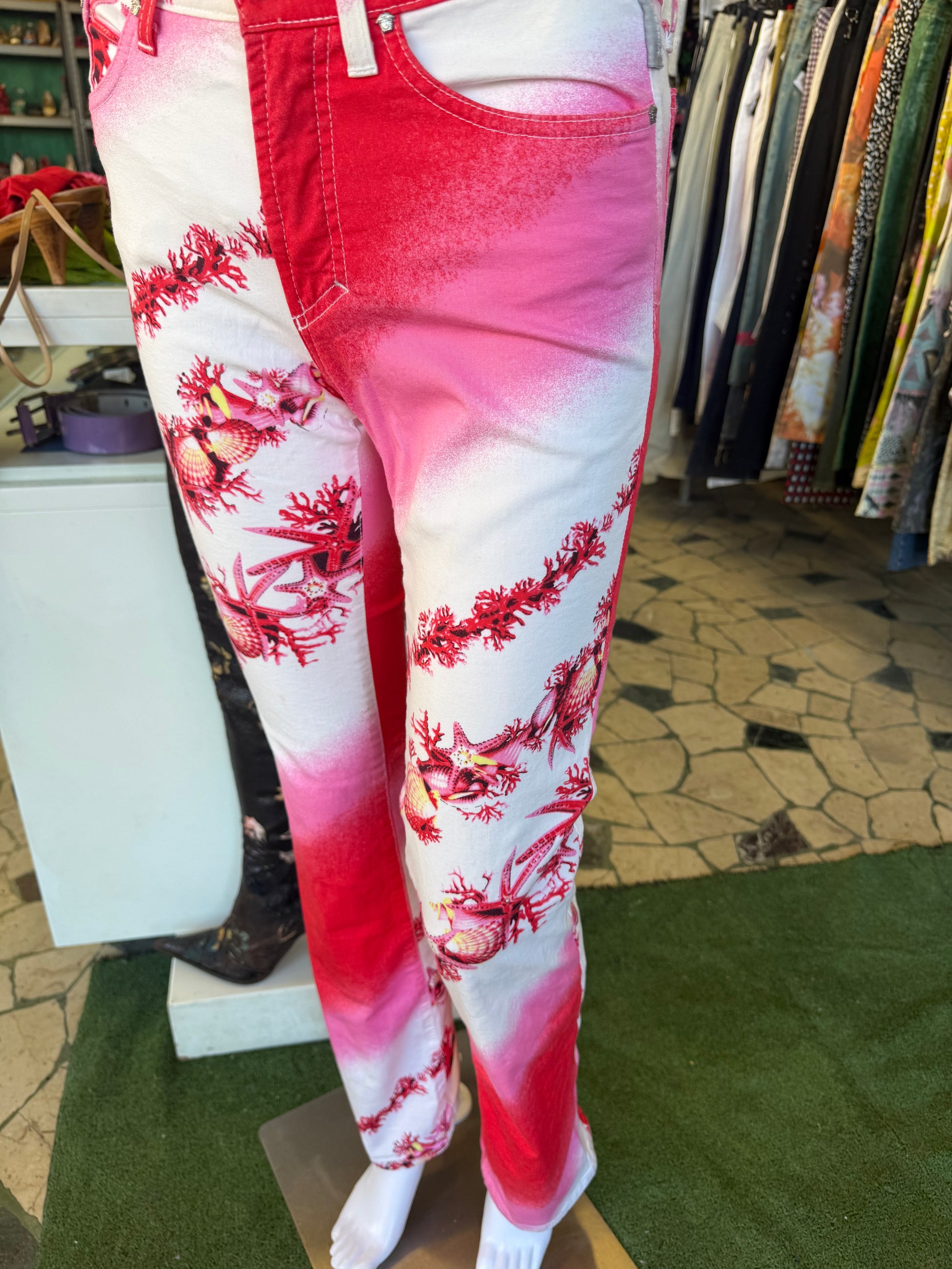 Jeans Versace coralli e conchiglie 2000”