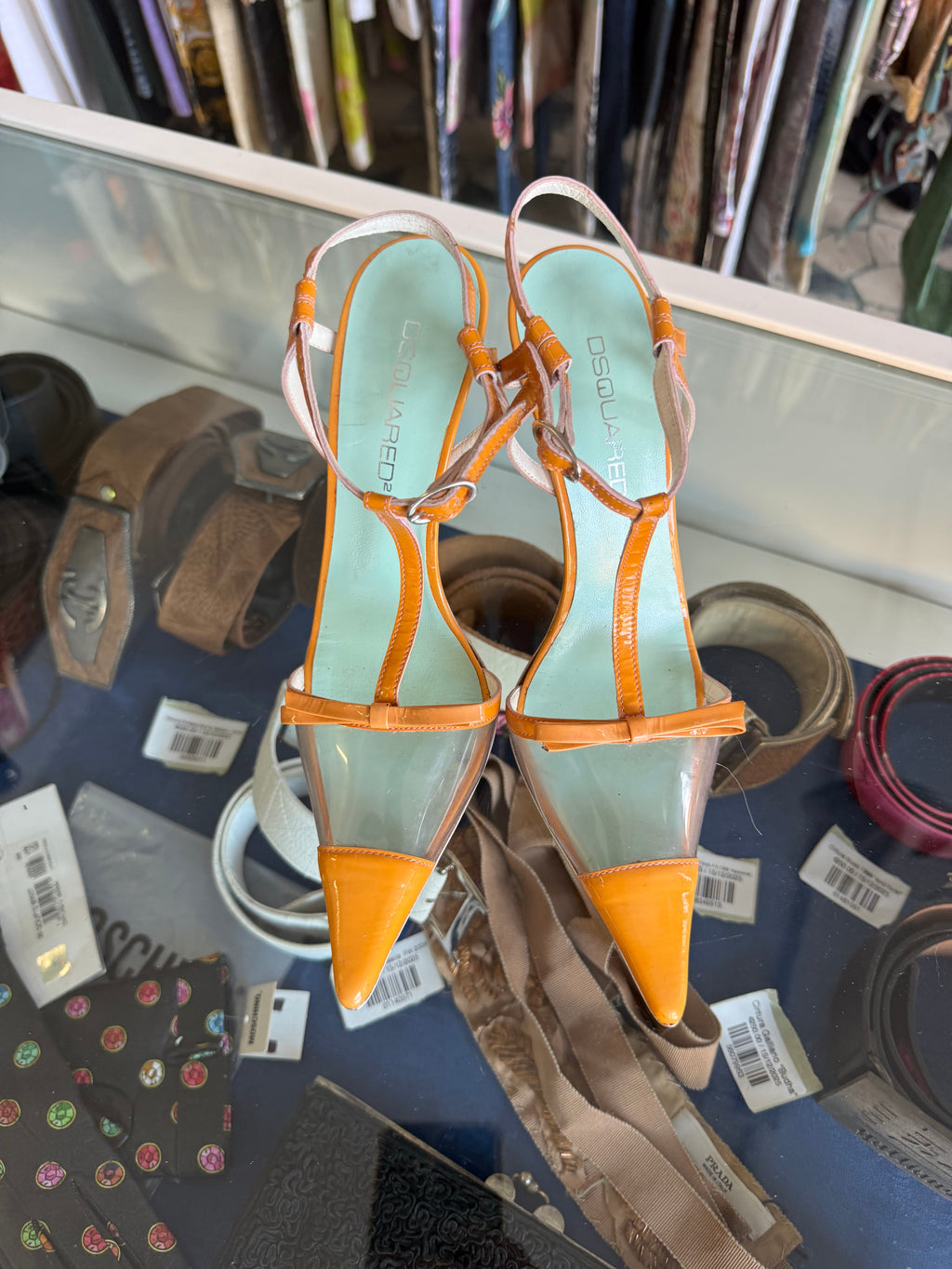 Tacchi Dsquared2 pelle e plastica nuovi 2000s