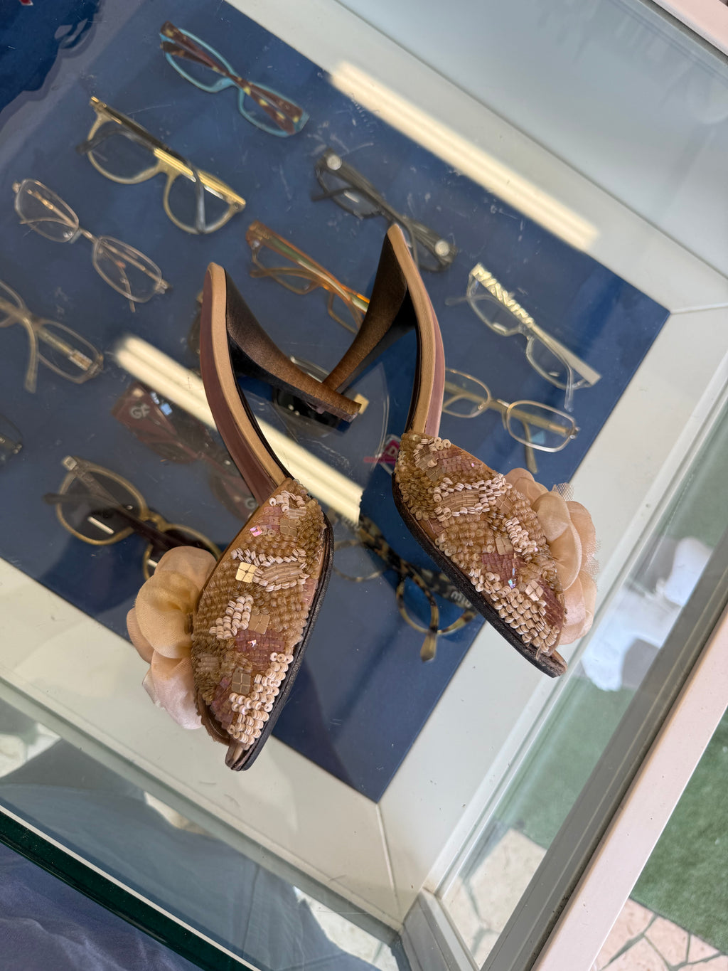 Sandali sabot Giuseppe Zanotti fiori e perline ricamate 00s