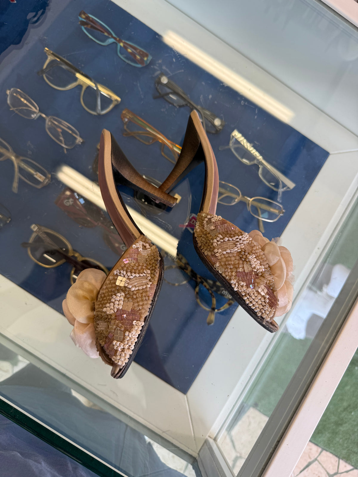 Sandali sabot Giuseppe Zanotti fiori e perline ricamate 00s