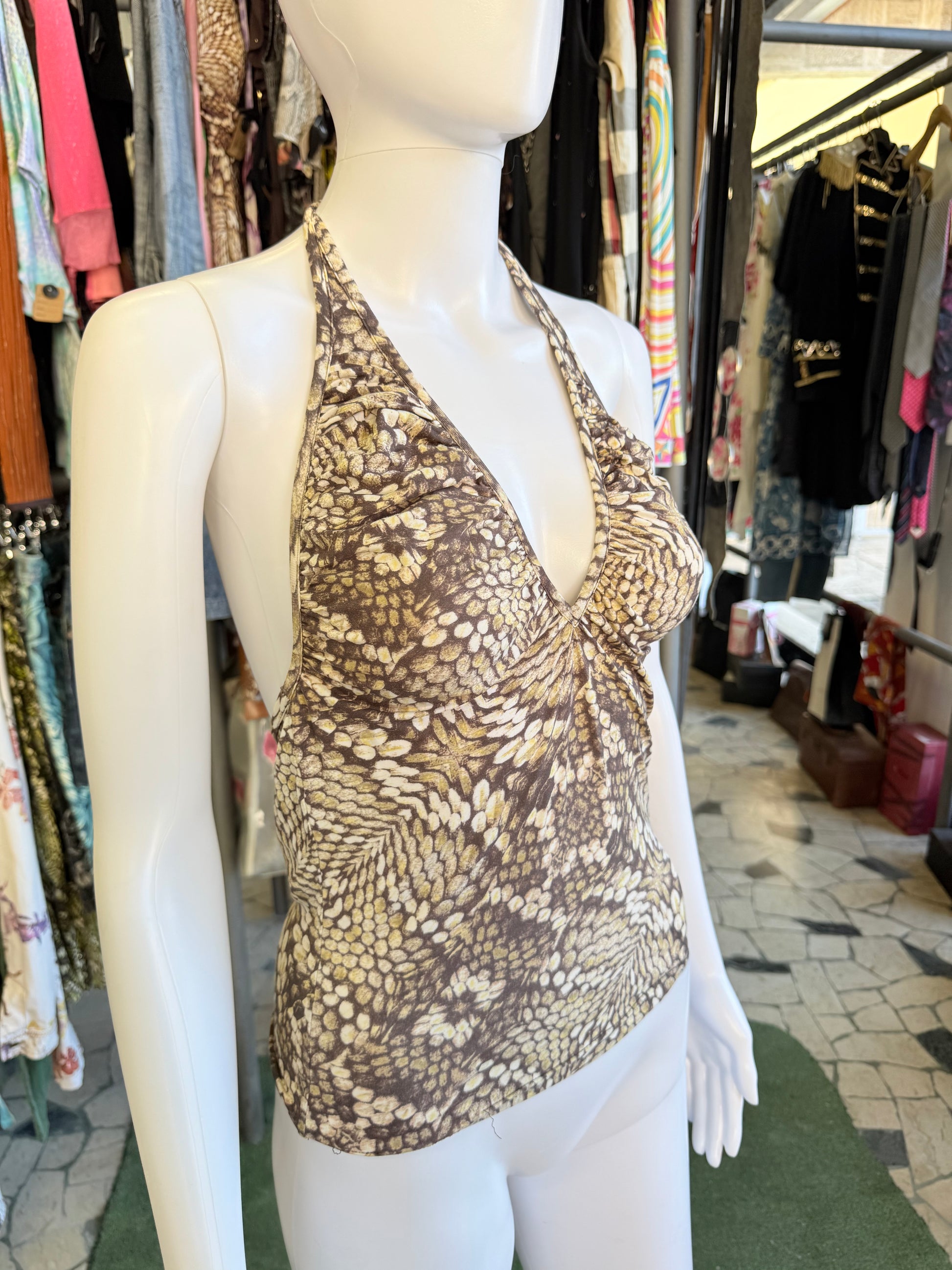Top Roberto Cavalli pitone marrone 00s