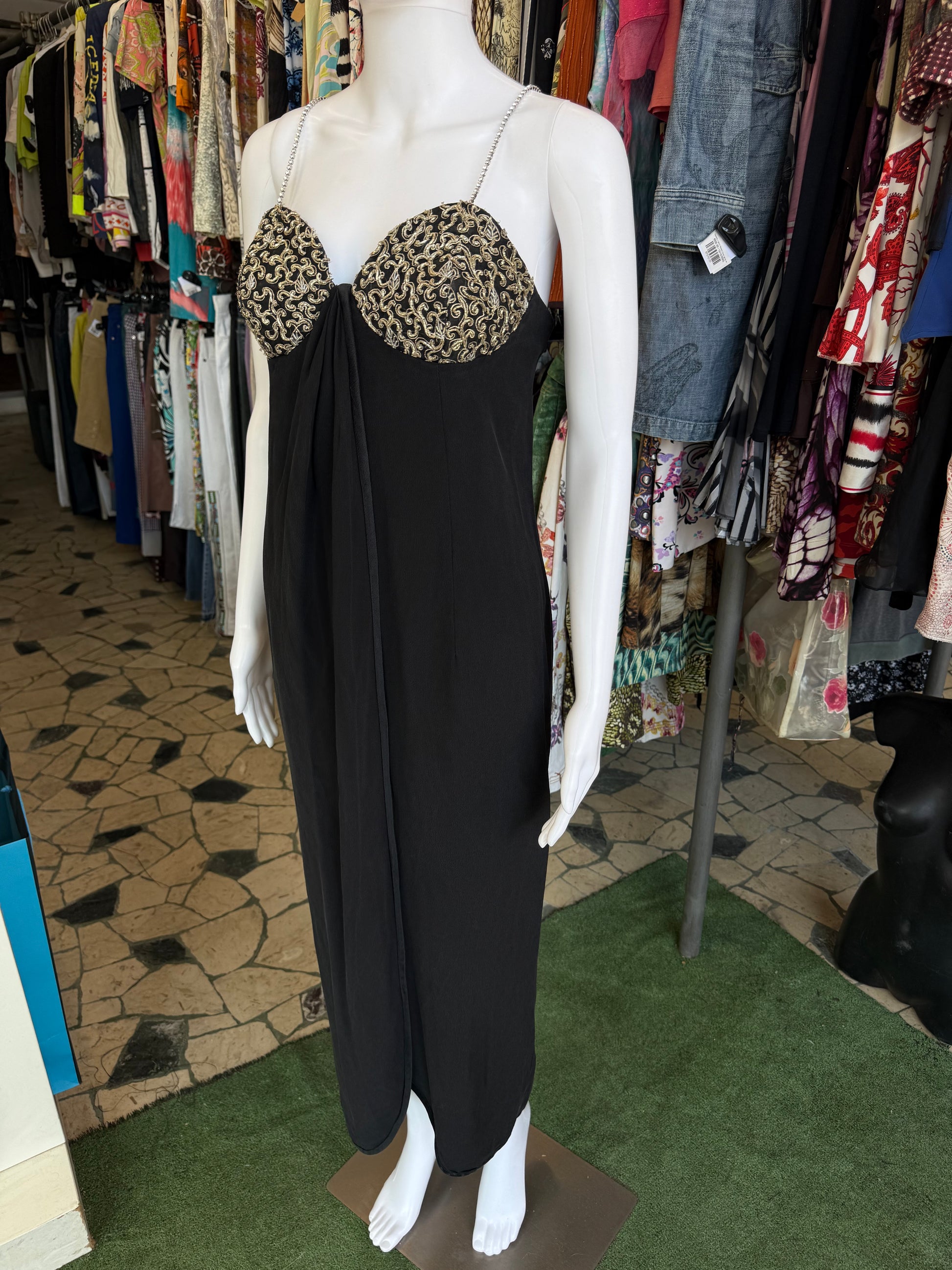 Abito Gai Mattiolo Couture 90s ricami e cristalli
