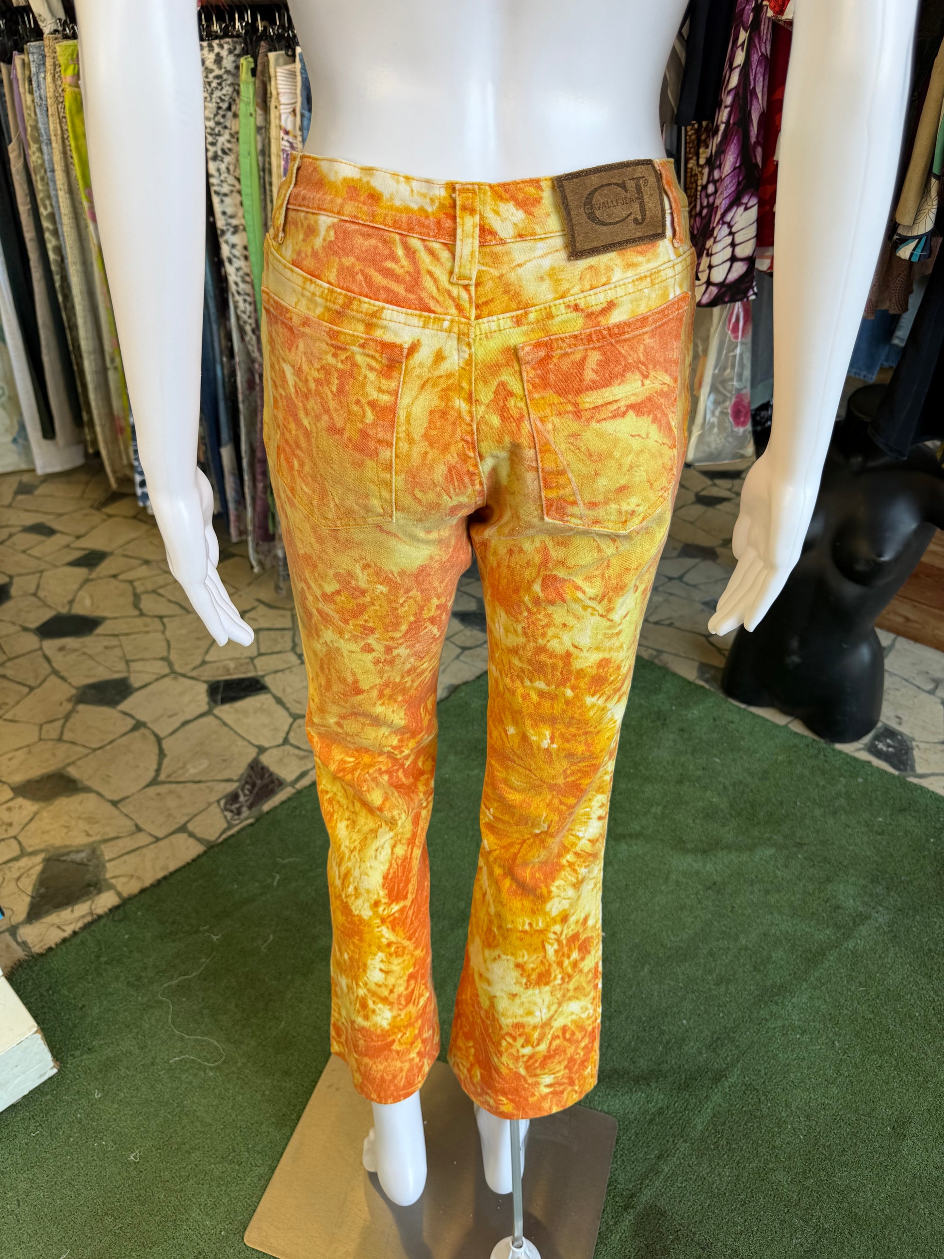 Jeans Roberto Cavalli  fiori arancioni 90s