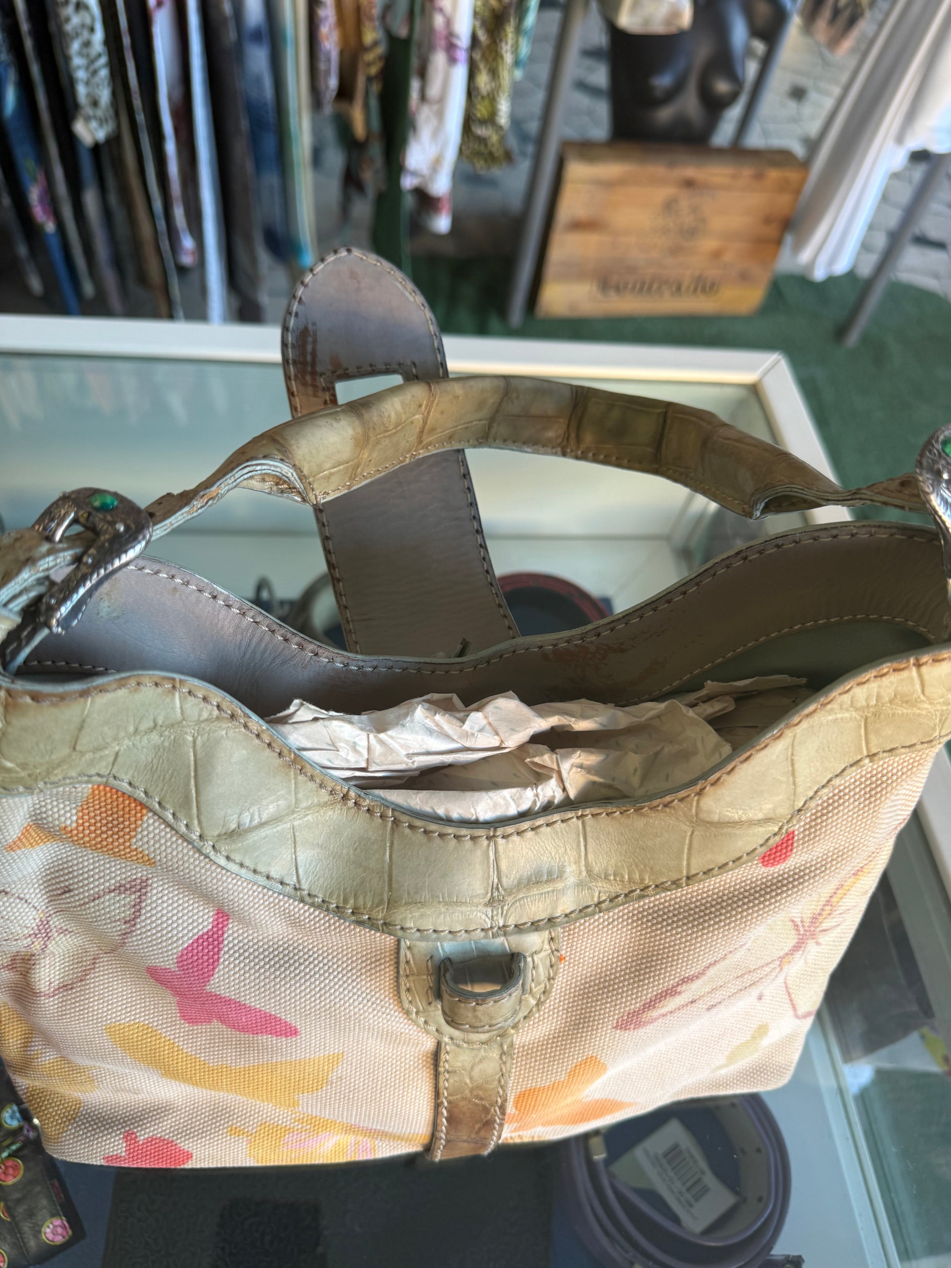 Borsa Valentino Garavani SS2004 farfalle e pelle croco