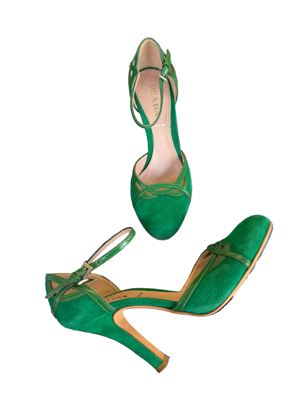 Sandali con tacco Prada anni 2000 verde erba