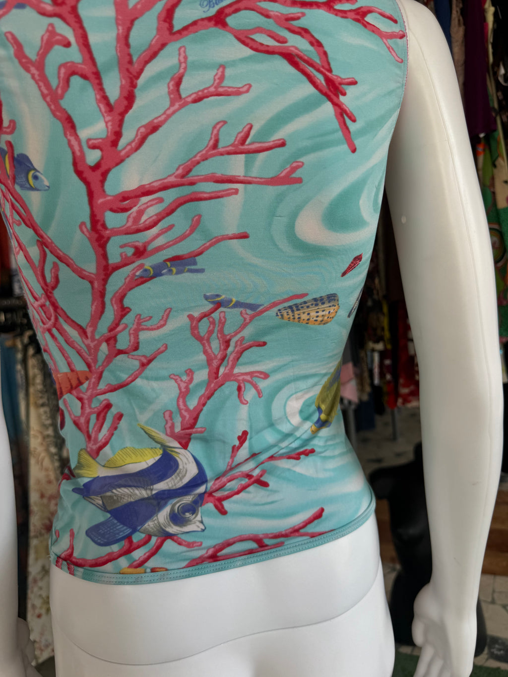 Top Blumarine stampa pesci e coralli 00s