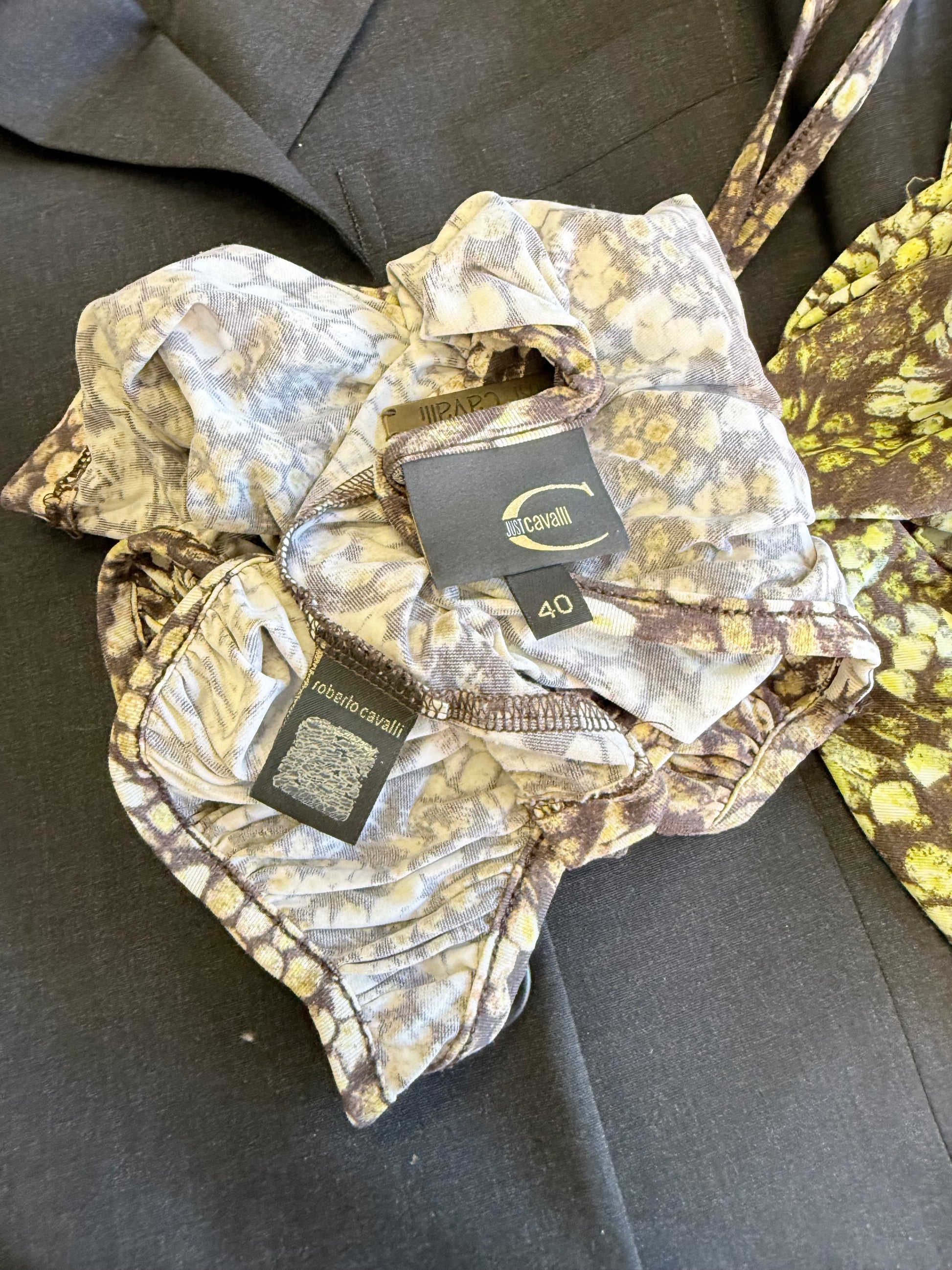 Top Roberto Cavalli pitone marrone 00s