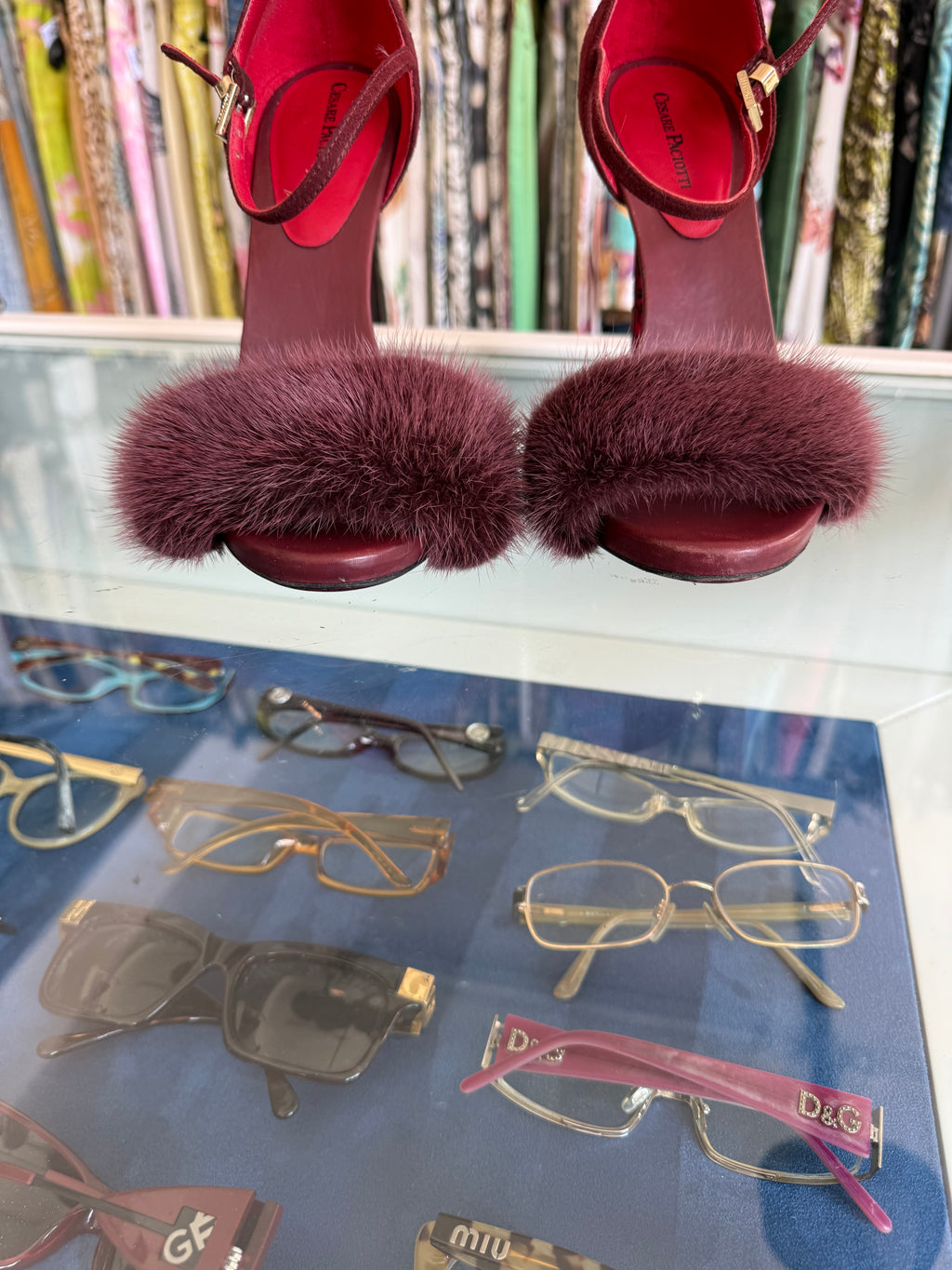 Sandali Cesare Paciotti Dagger Heels oro Bordeaux e visone 00s
