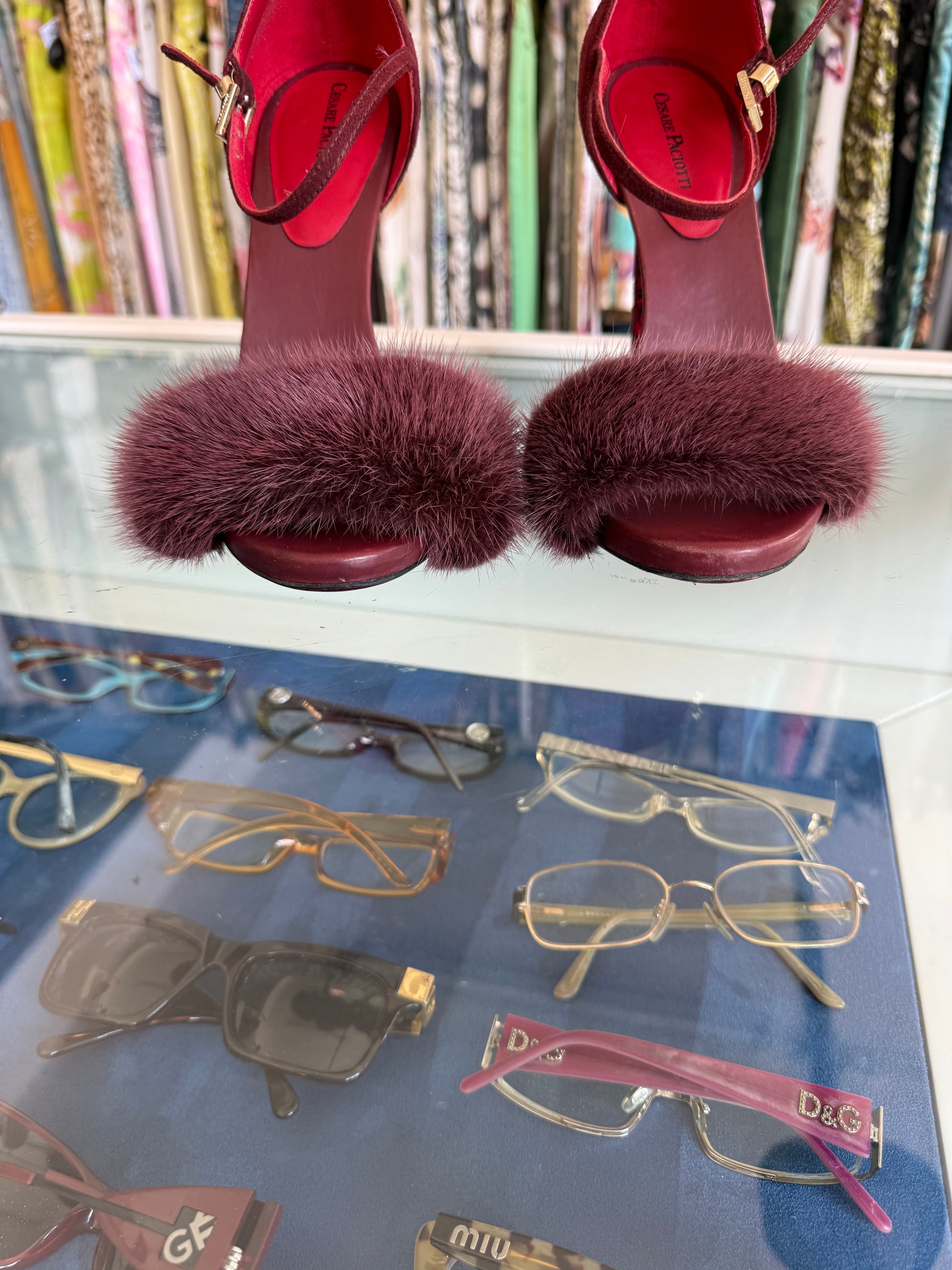 Sandali Cesare Paciotti Dagger Heels oro Bordeaux e visone 00s