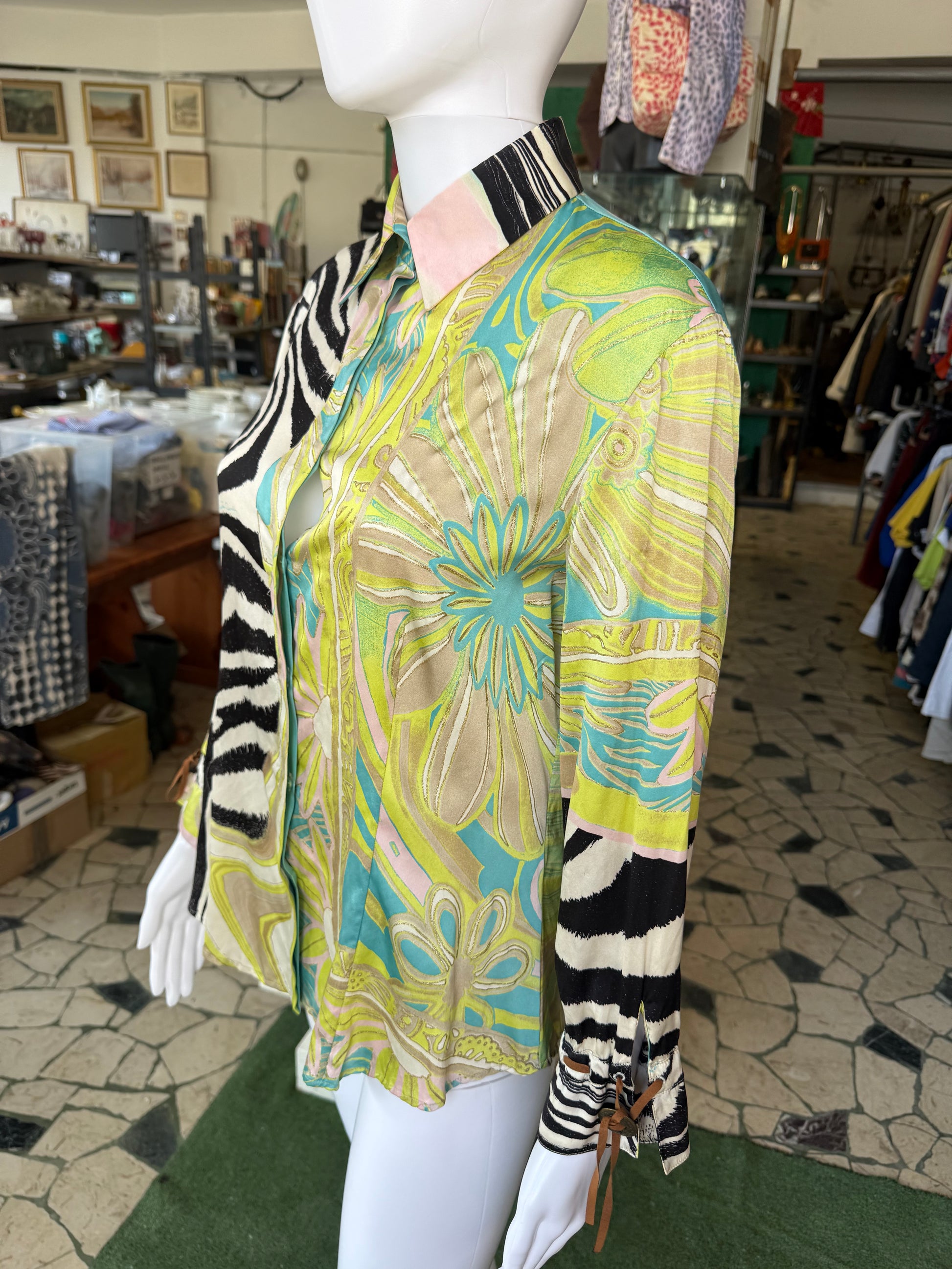 Camicia patchwork Roberto Cavalli SS2004 animalier