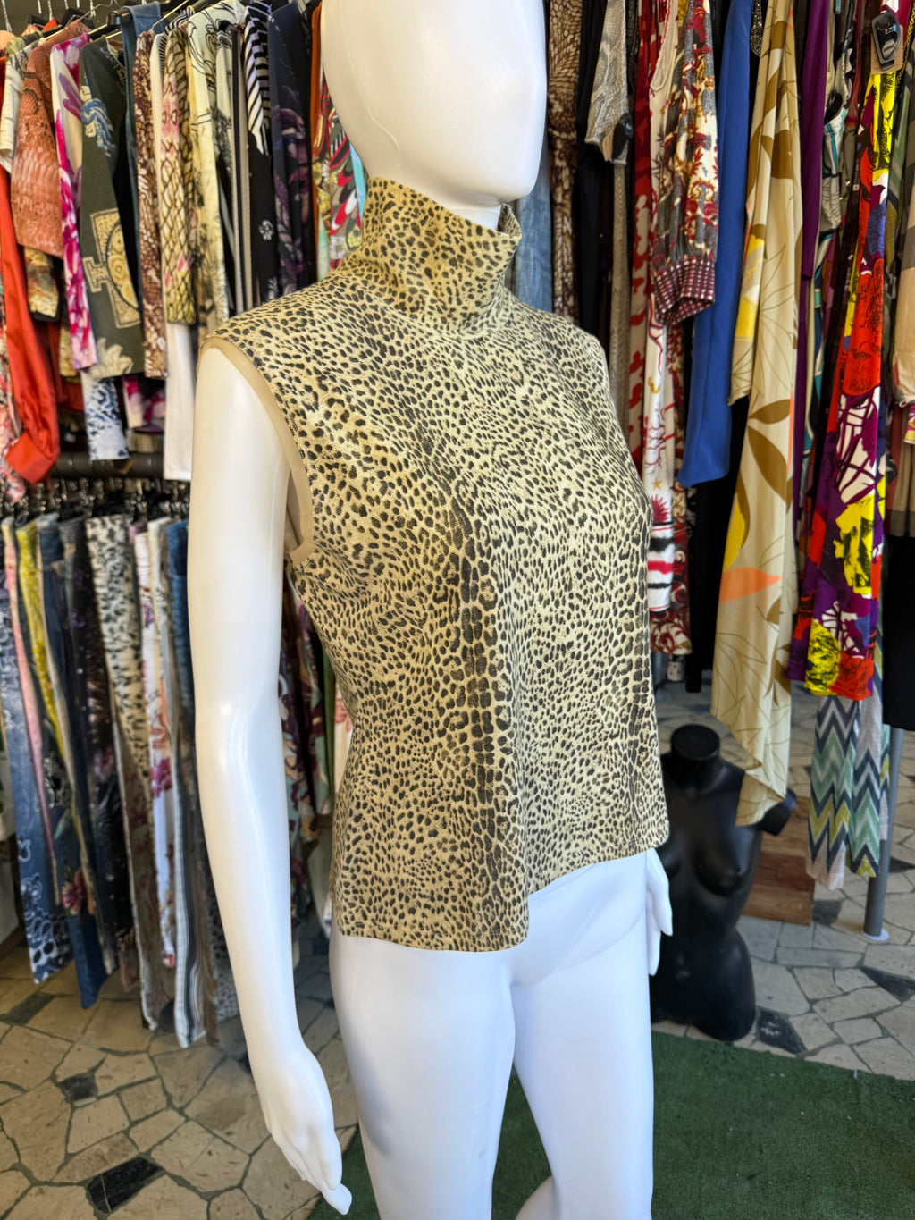 Top Roberto Cavalli FW1997 smanicato collo alto