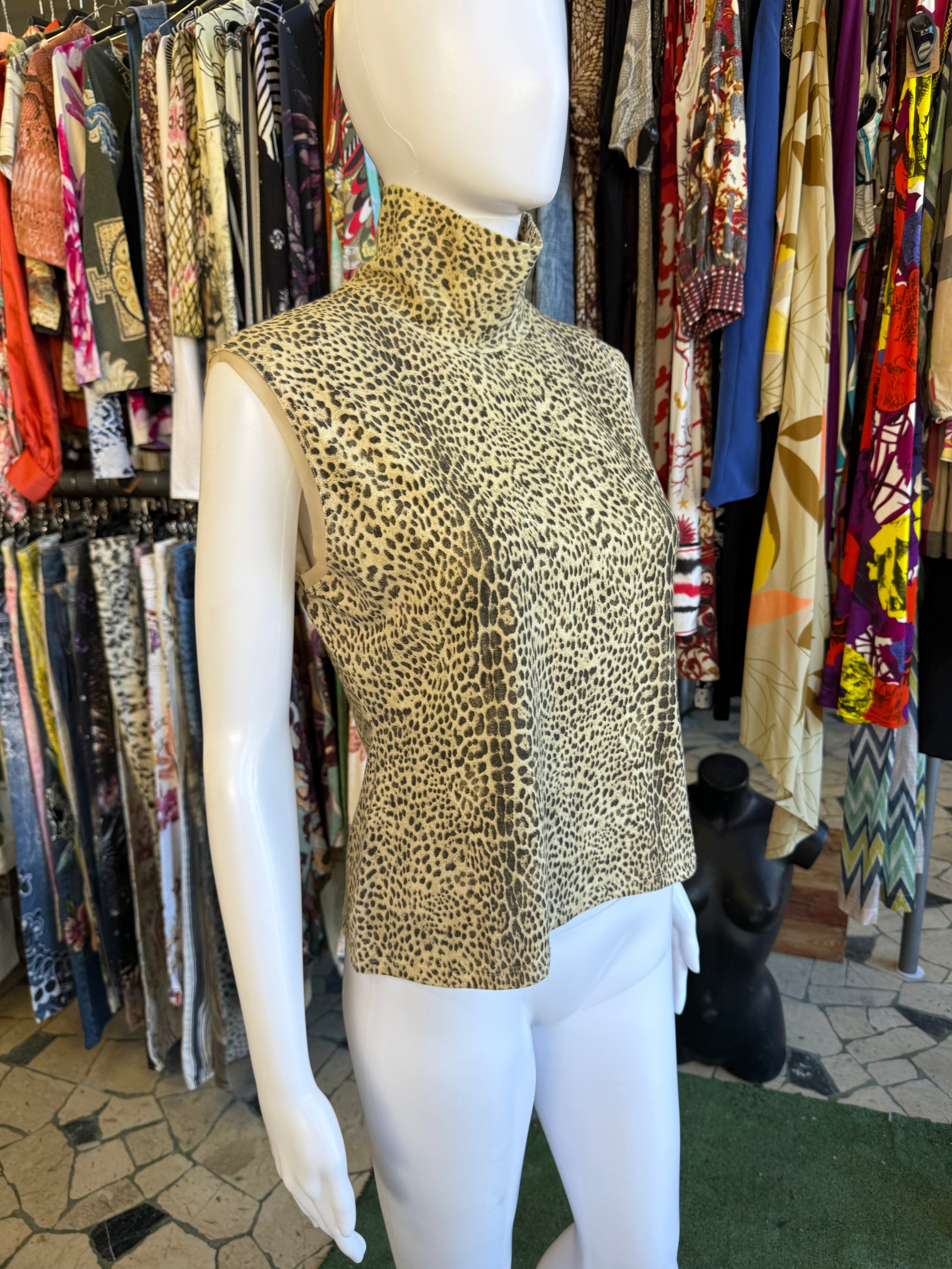 Top Roberto Cavalli FW1997 smanicato collo alto