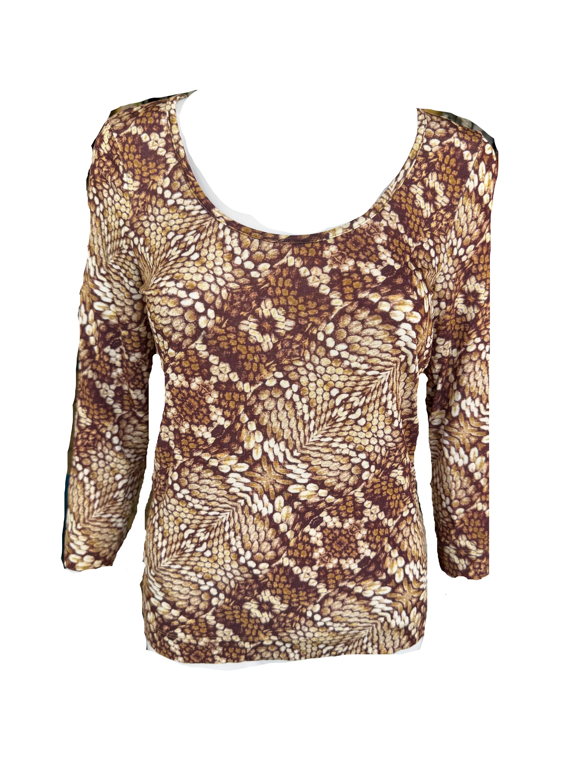 Top manica lunga pitone marrone Roberto Cavalli 00s