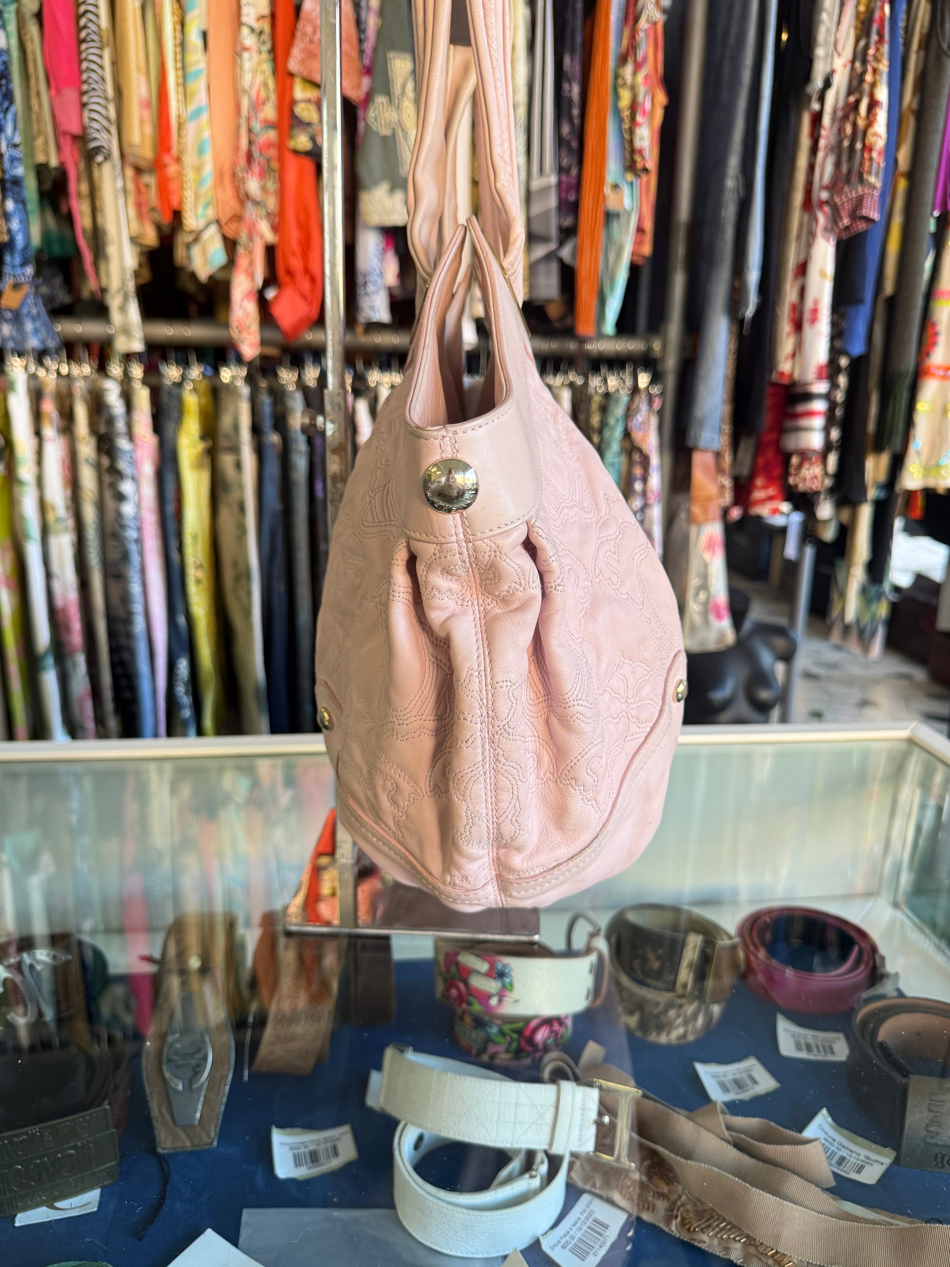 Borsa Versace barocco in nappa rosa