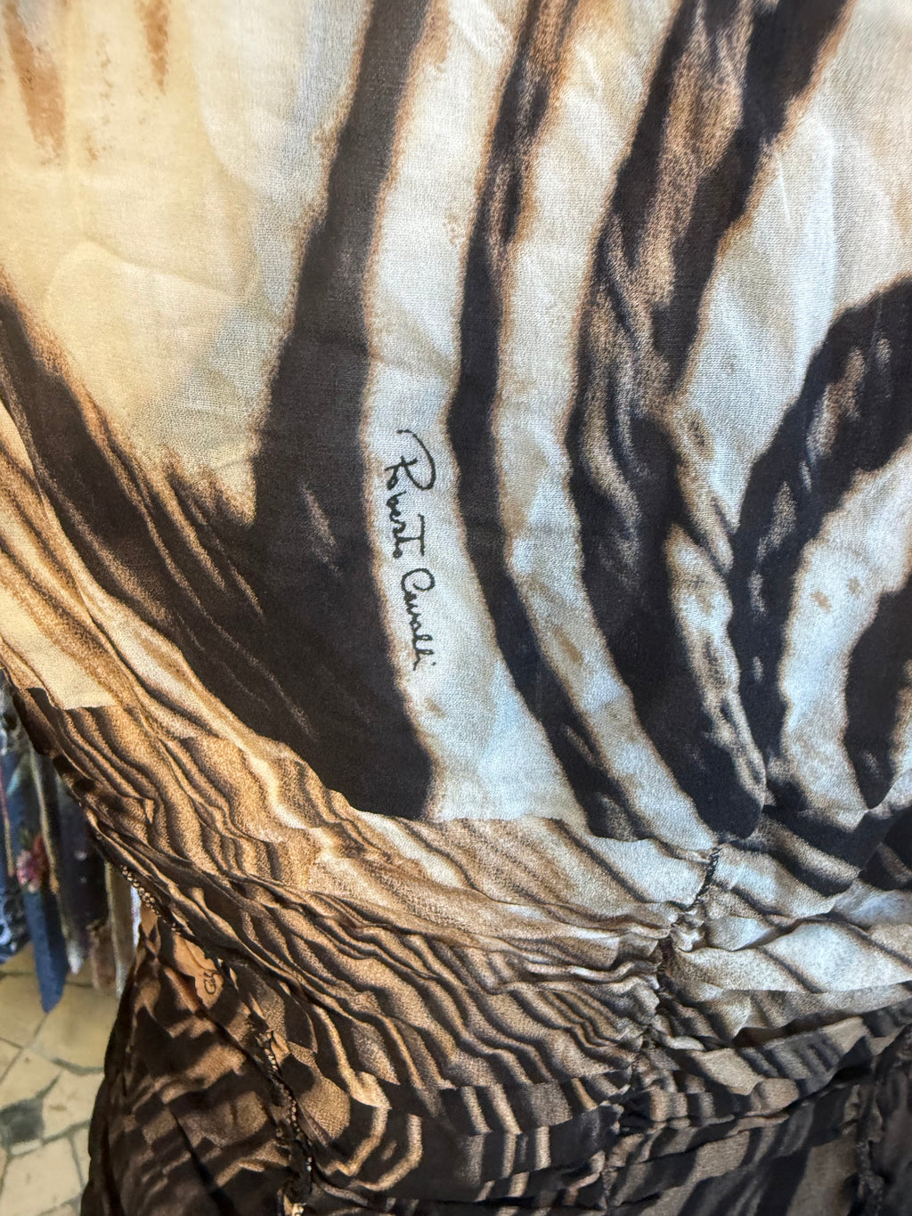 Top Roberto Cavalli FW2003 seta fantasia astratta