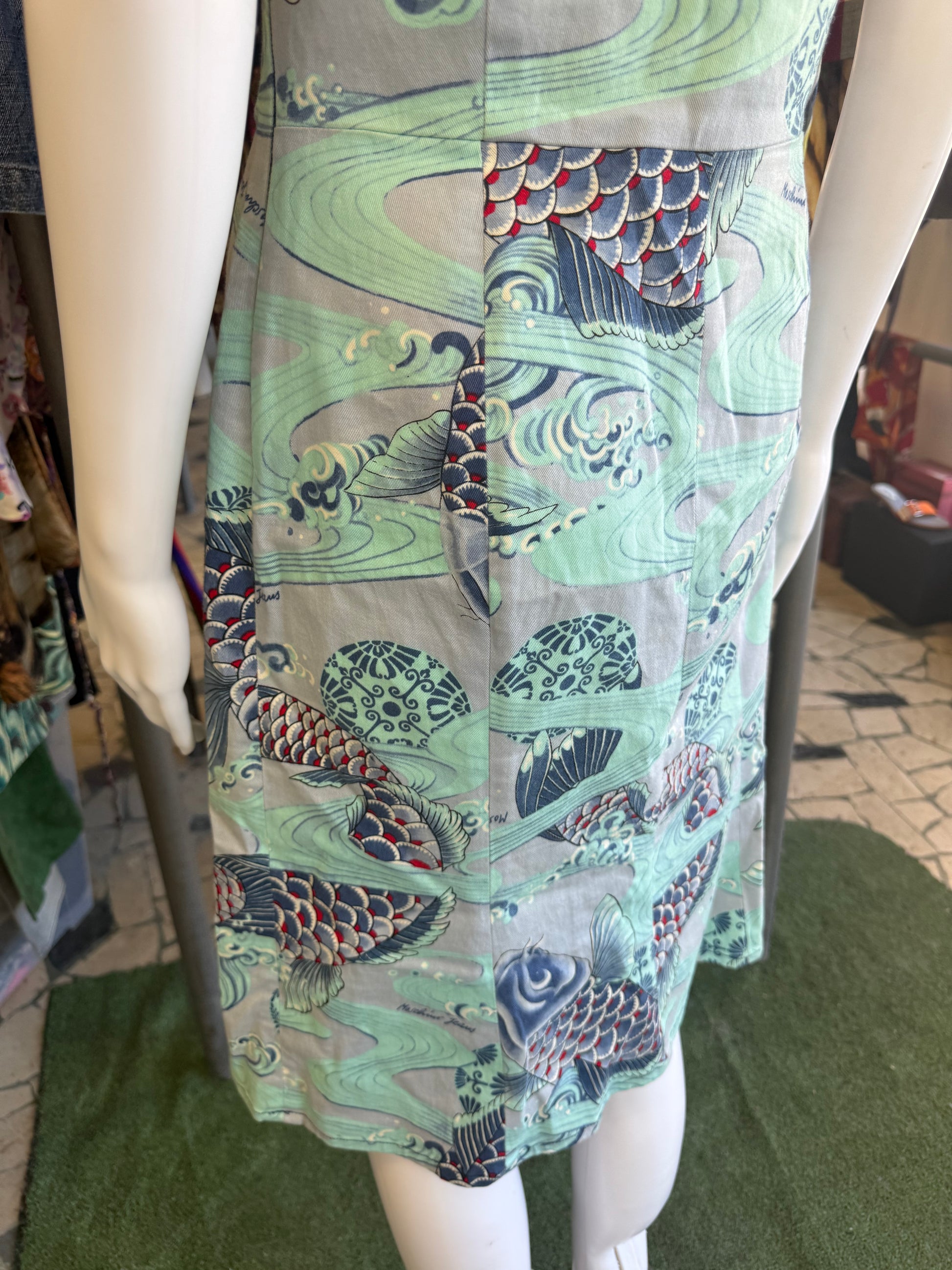 Abito Moschino carpe koi giapponesi 90s