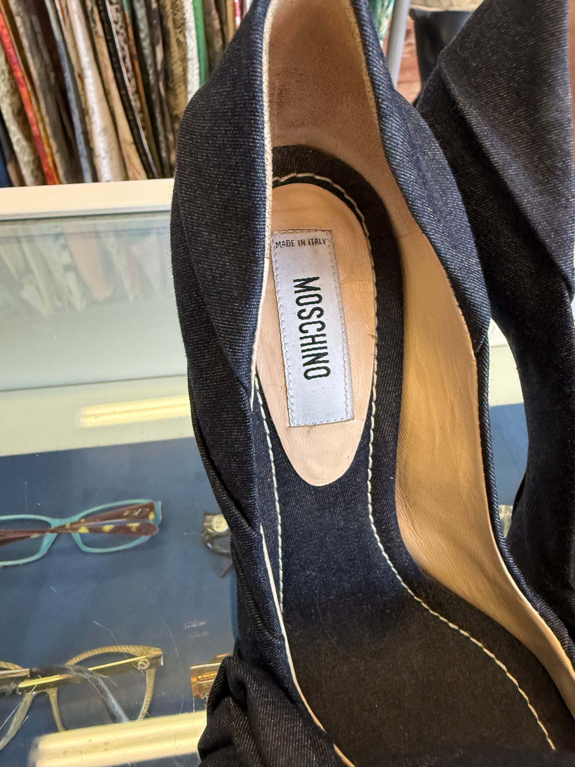 Décolleté Moschino in denim rose 00s