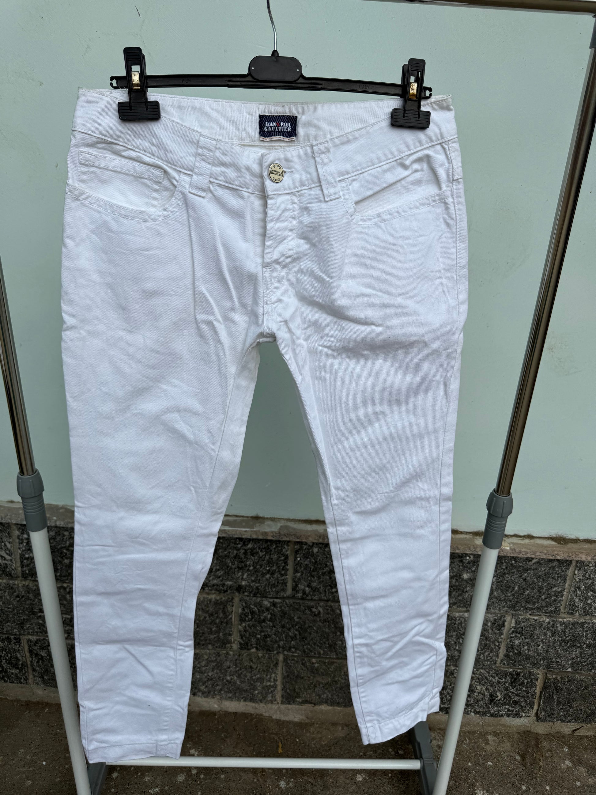 Jeans Jean Paul Gaultier con dettagli in pelle
