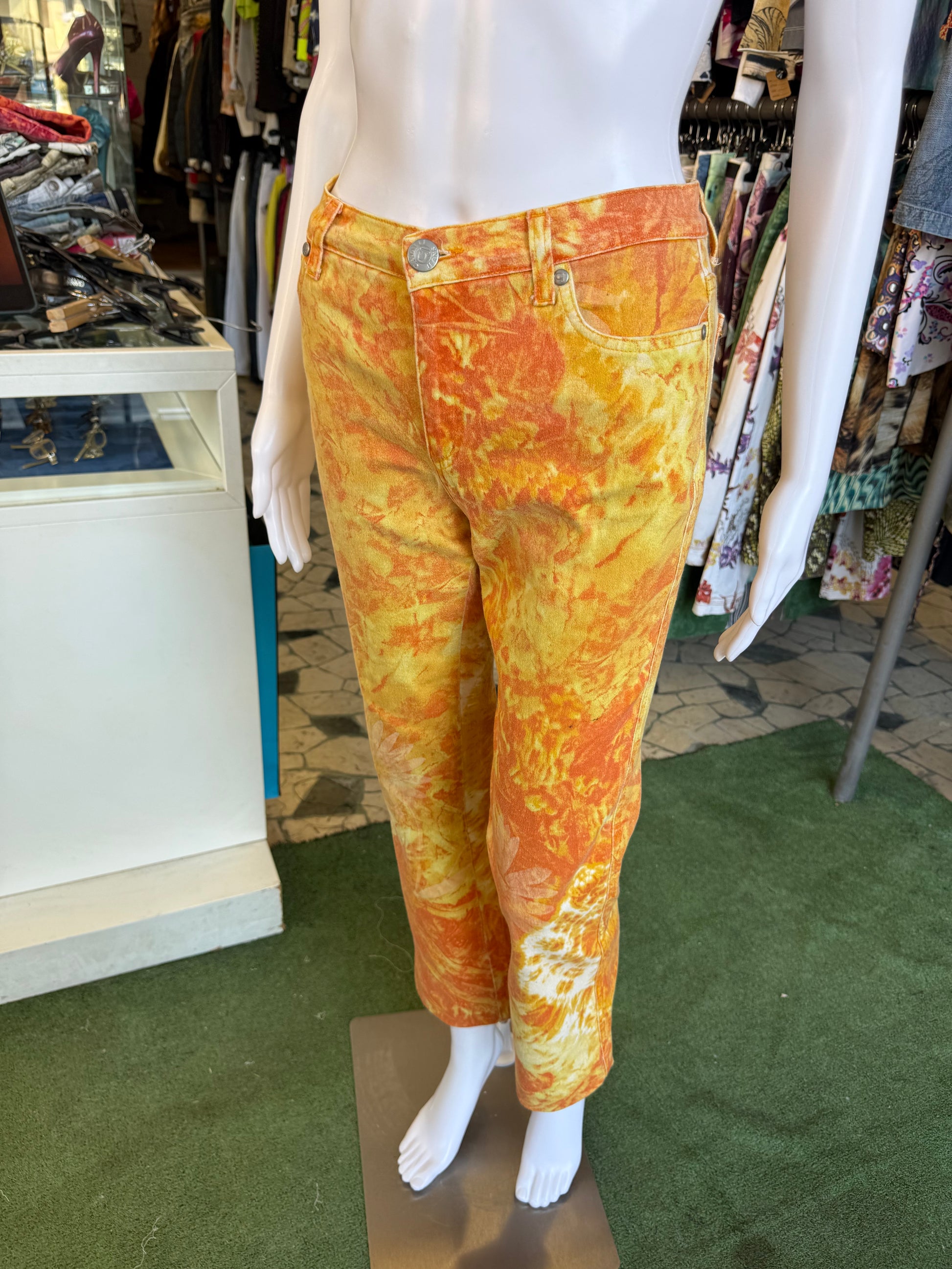 Jeans Roberto Cavalli  fiori arancioni 90s