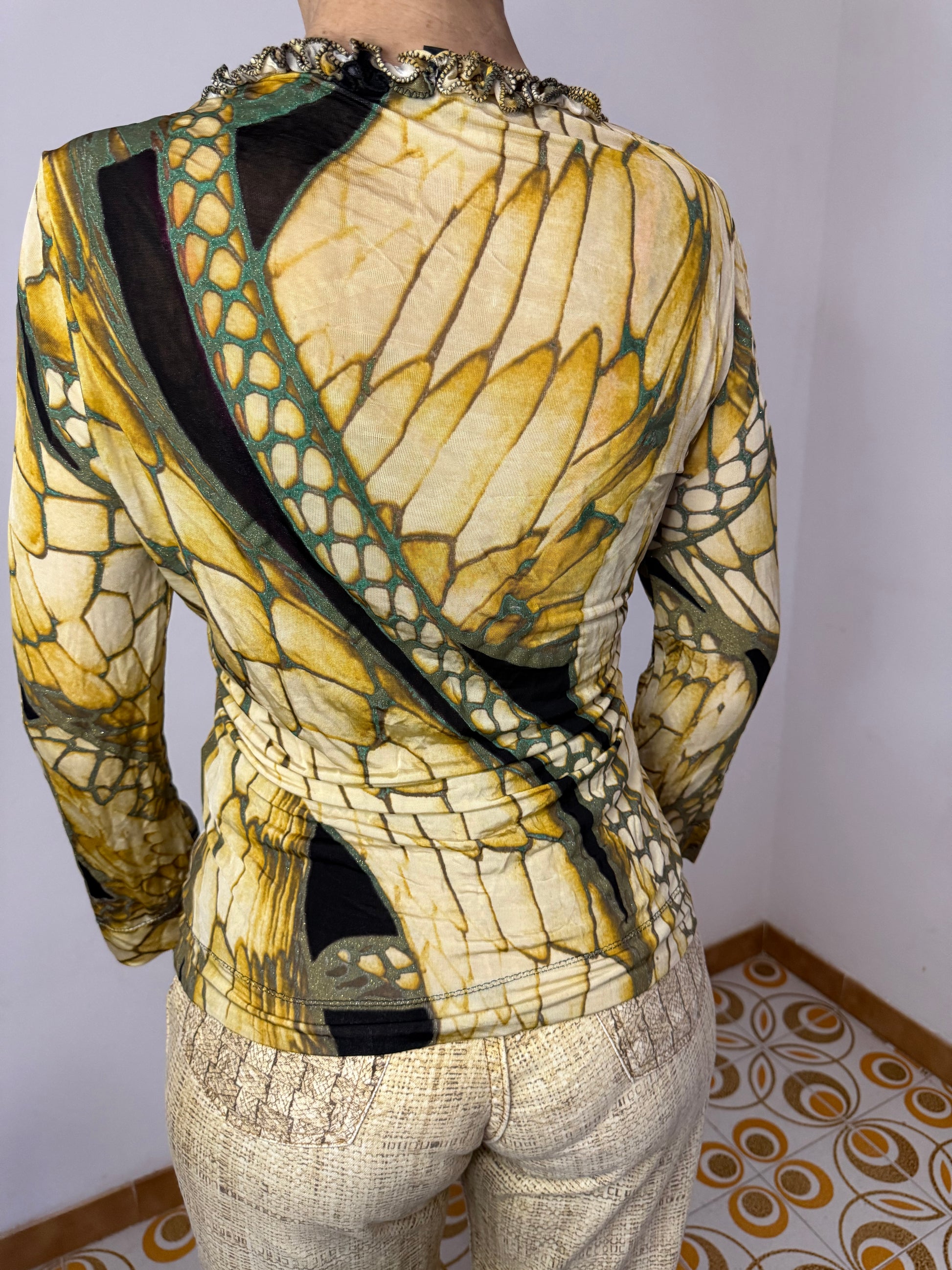 Top squame cocco giallo Roberto Cavalli Just 2000”