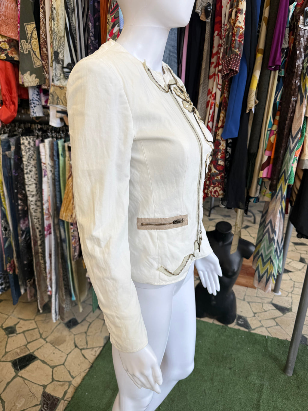 Giacca Moschino cerniere fiore