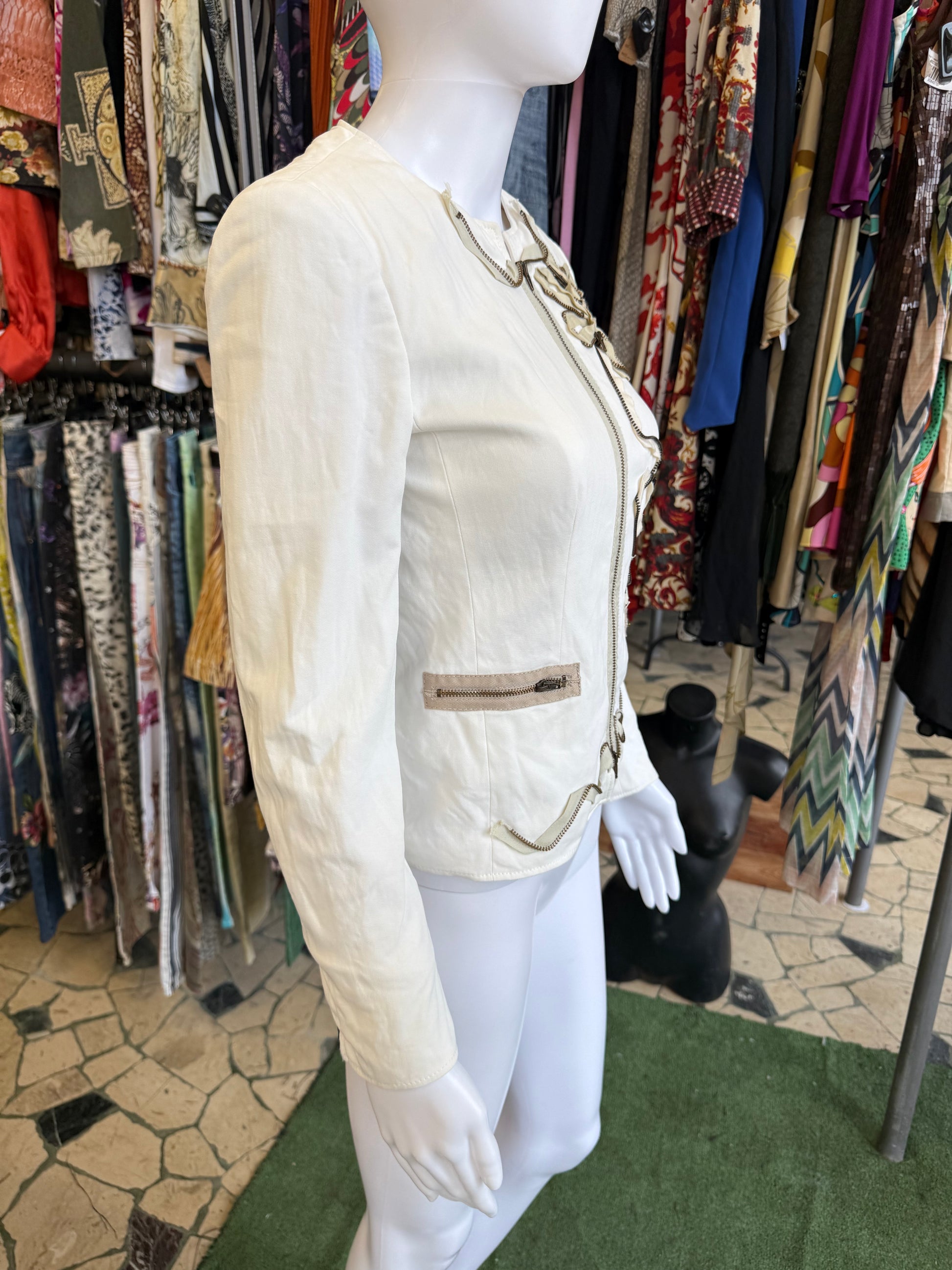 Giacca Moschino cerniere fiore