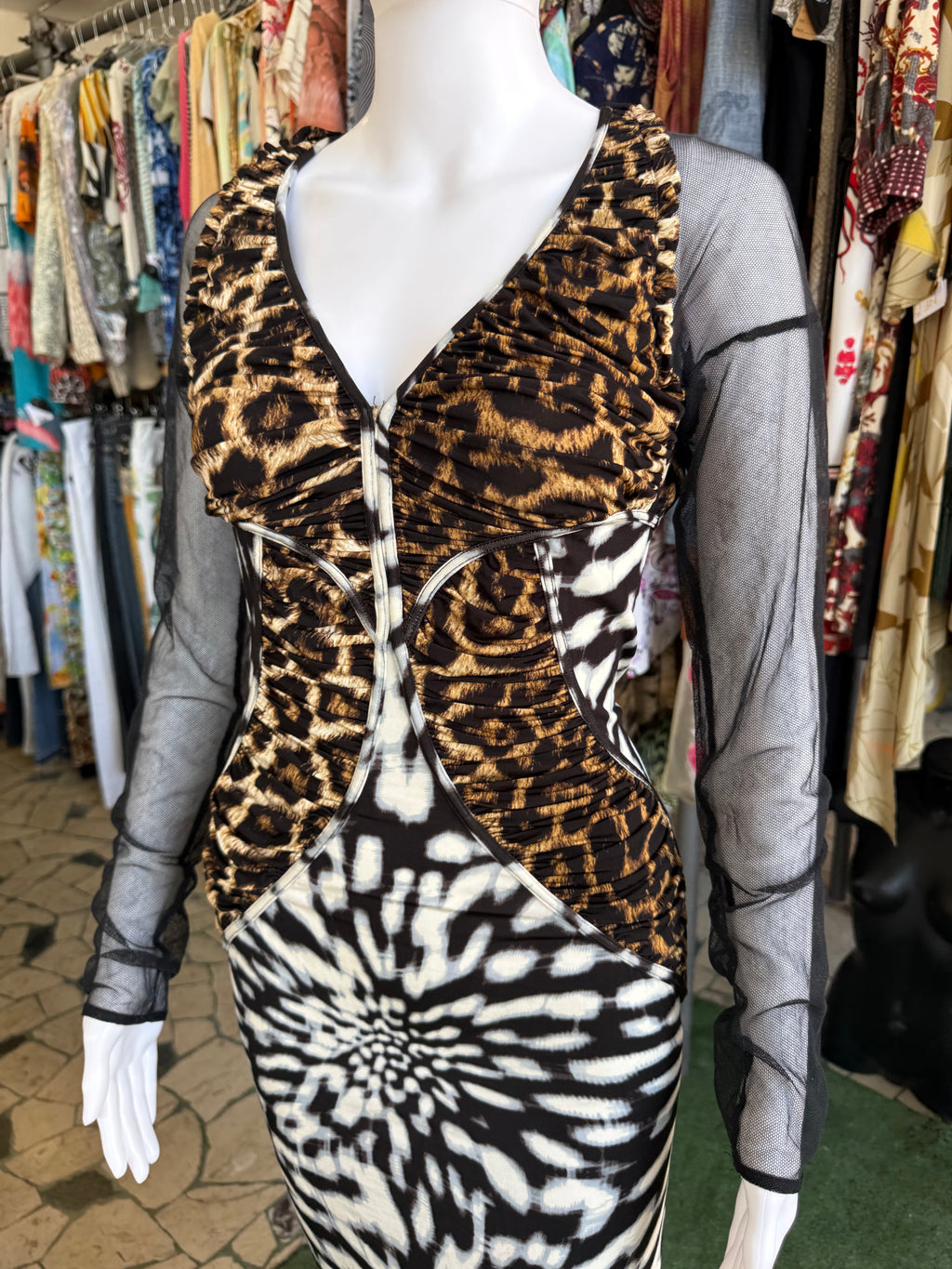Abito Roberto Cavalli animalier leopardo nuovo 2000s