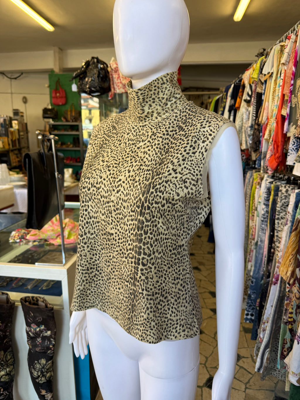 Top Roberto Cavalli FW1997 smanicato collo alto
