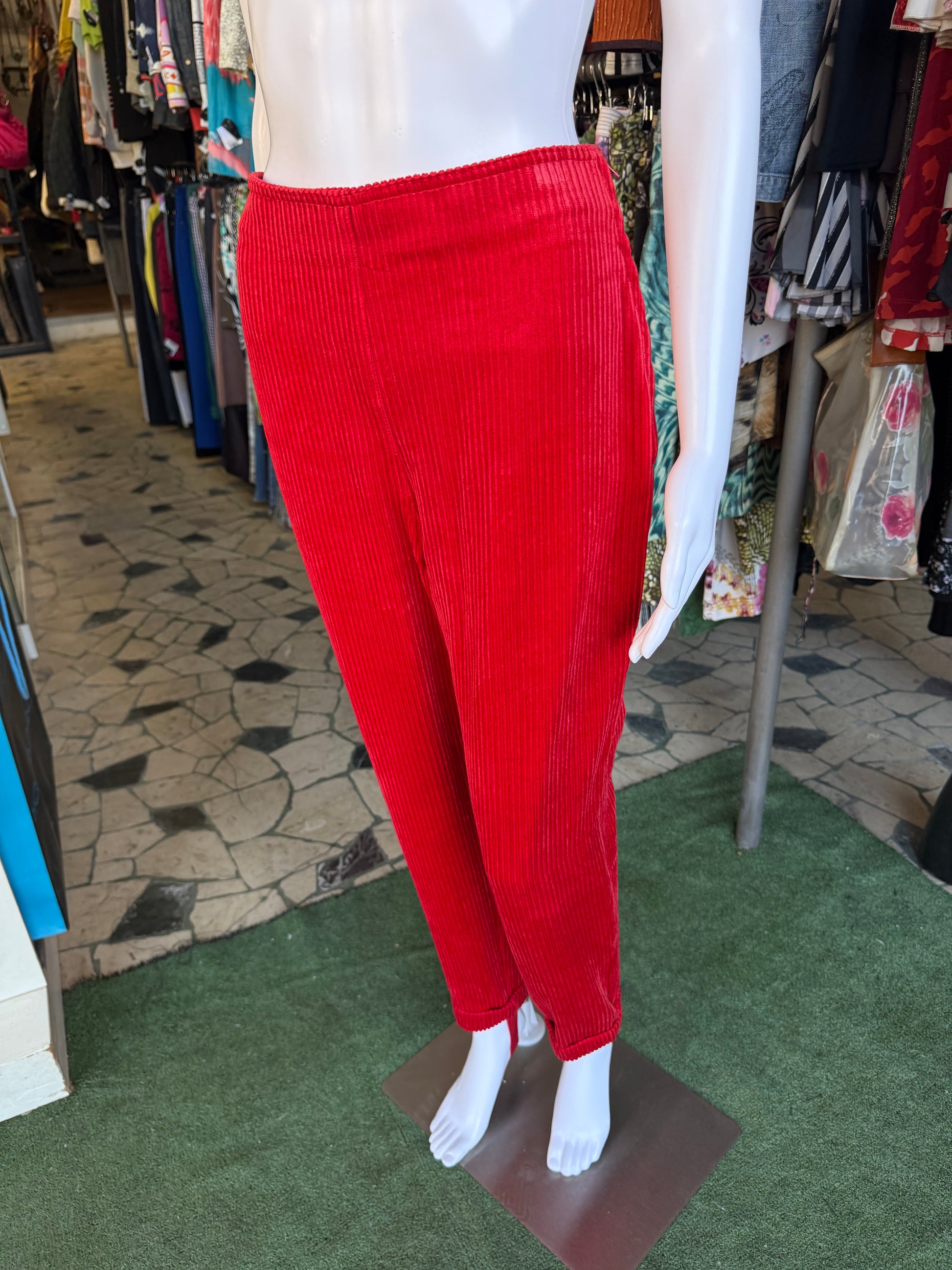 Pantalone Moschino rosso a coste 1990s