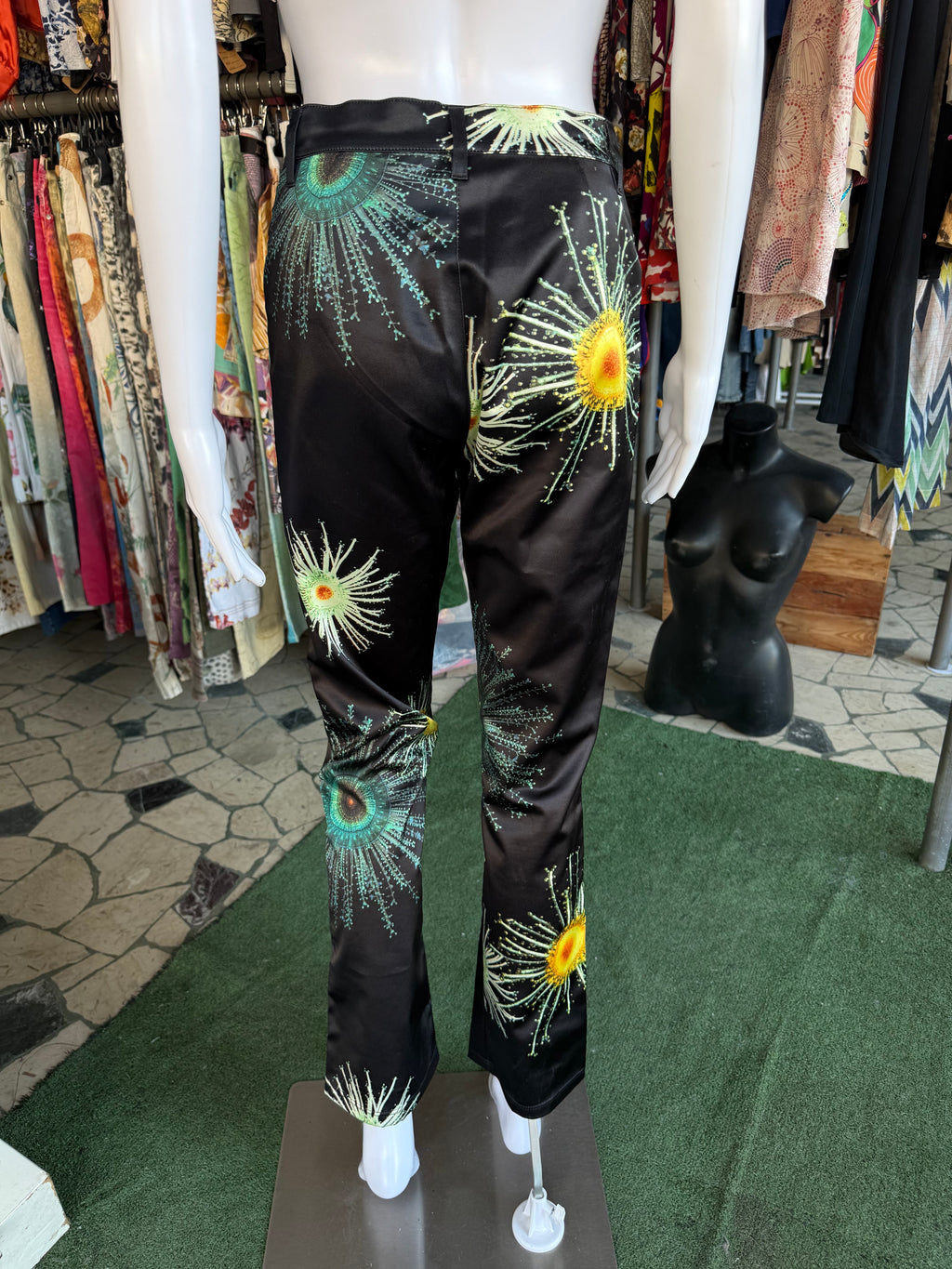 Pantaloni Moschino fiori a microscopio 90s