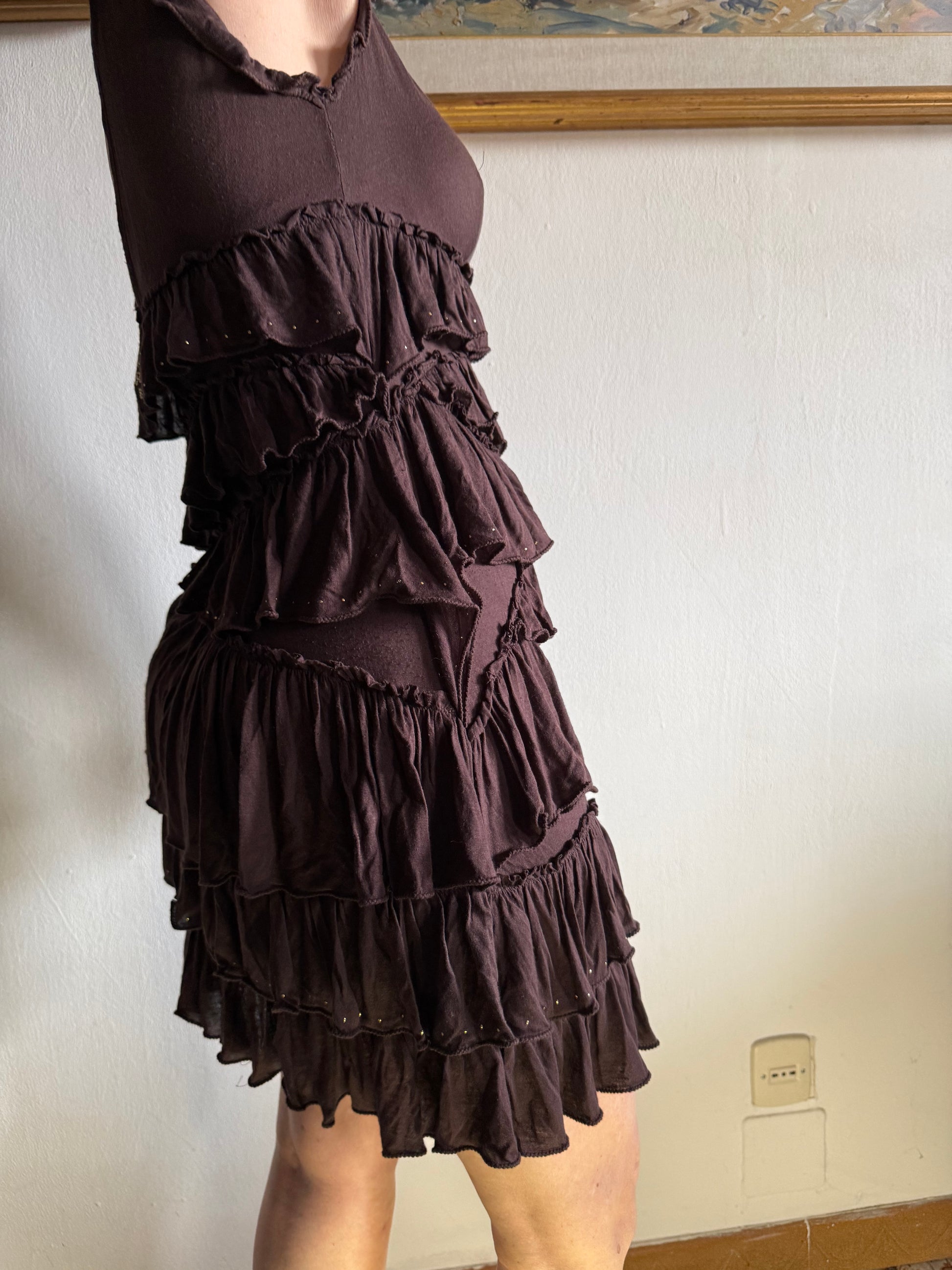 Abito Roberto Cavalli marrone ed oro Just 2000”