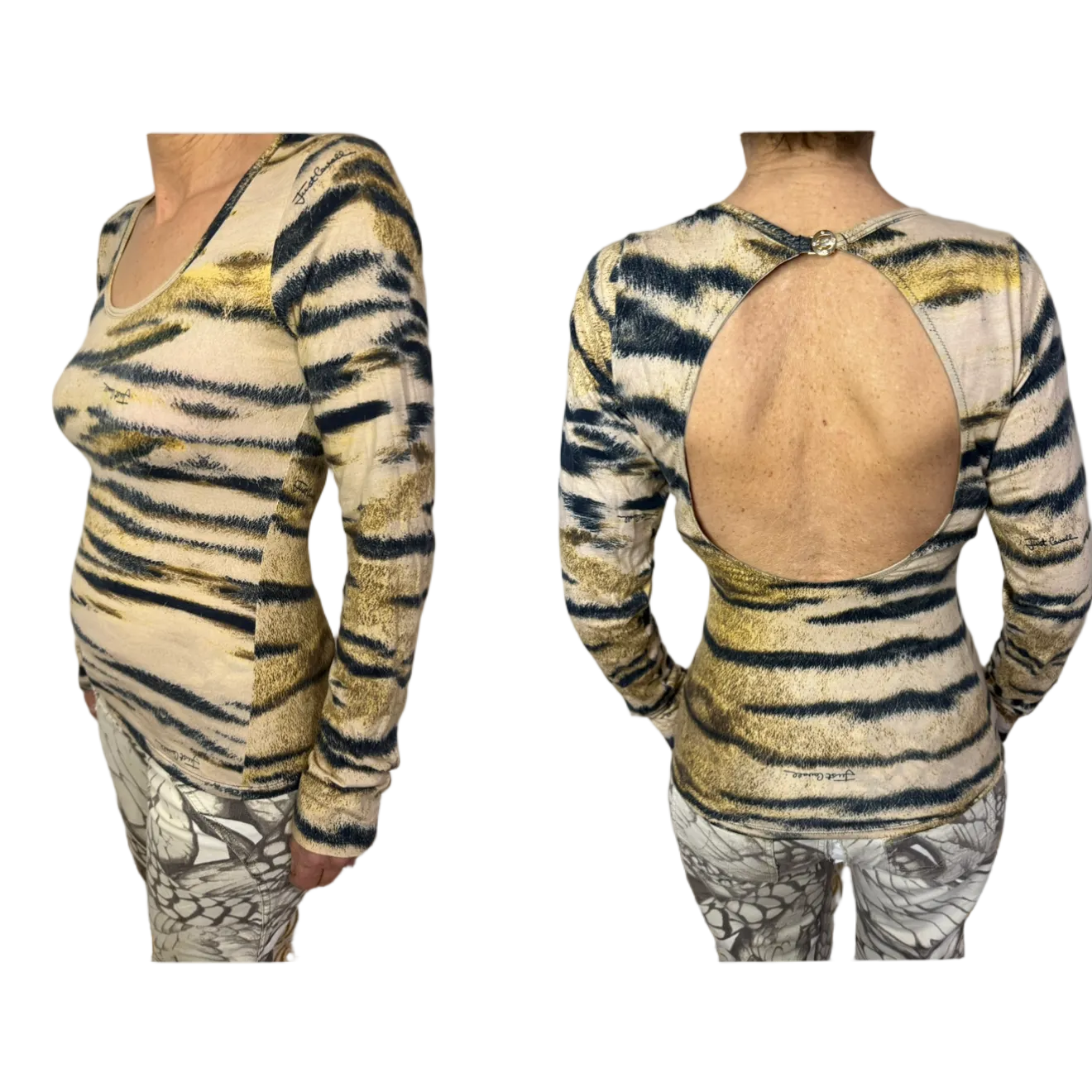 Top schiena scoperta tigre chiara Roberto Cavalli 2000” iconic print
