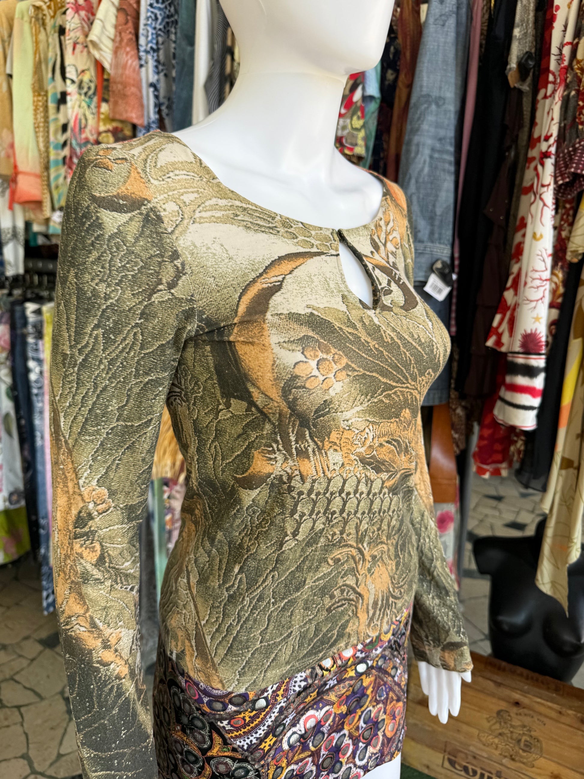 Top Roberto Cavalli fine 90s bosco e piante