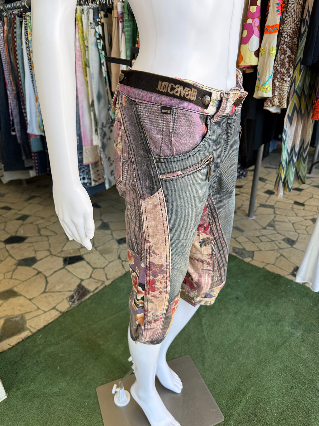 Jeans patchwork Roberto Cavalli Capri 2000s