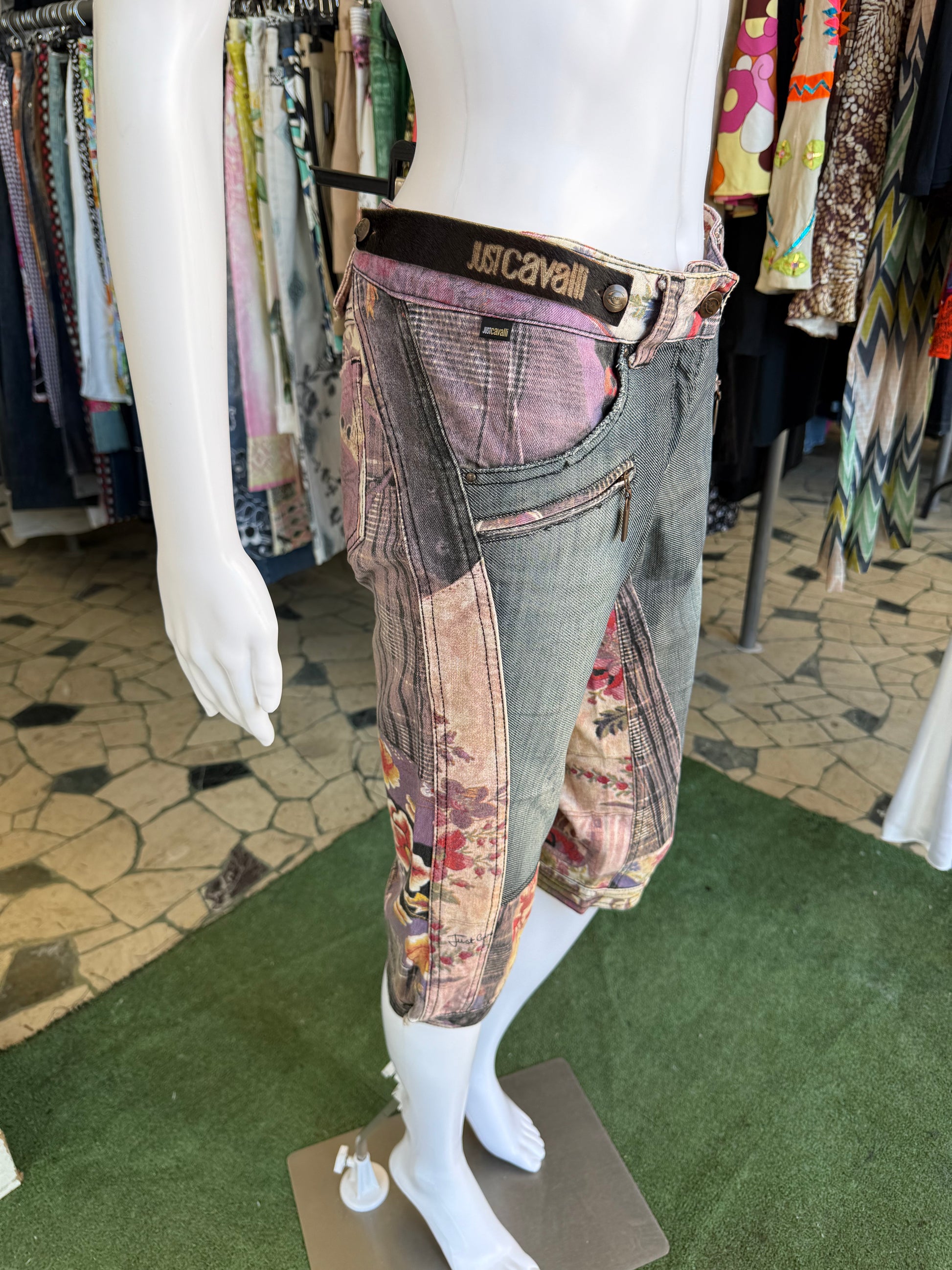 Jeans patchwork Roberto Cavalli Capri 2000s