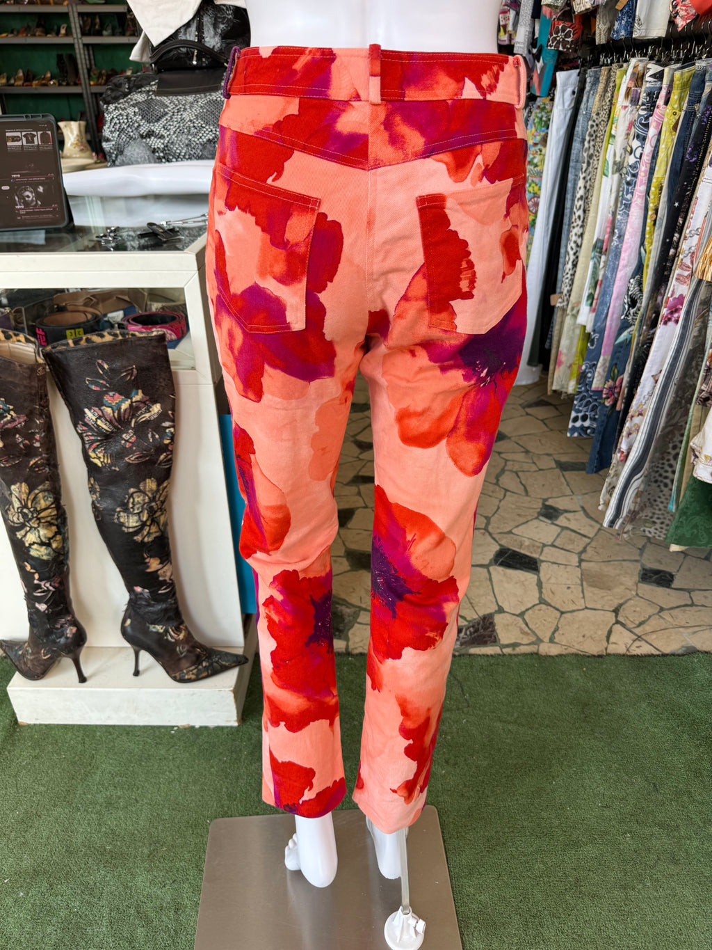 Jeans Celine SS2004 fiori di papavero