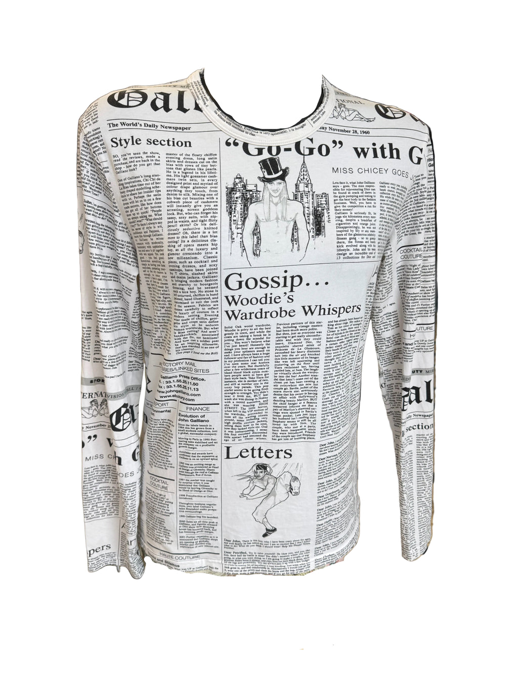 Top manica lunga John Galliano gazette 2000”